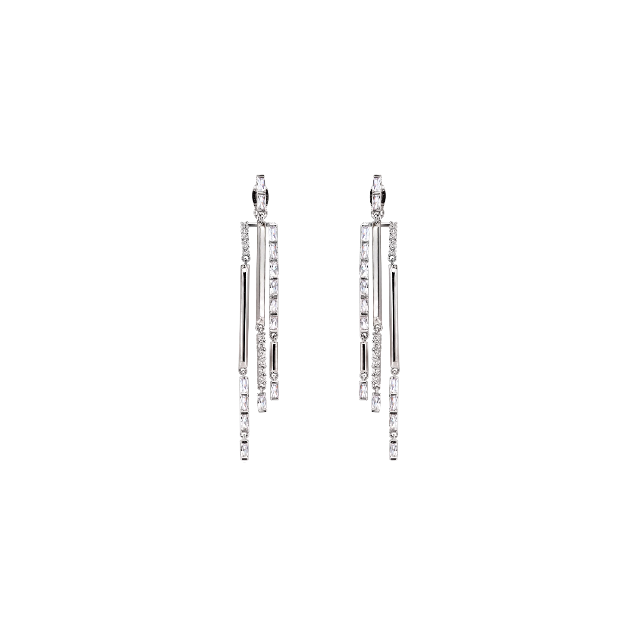 S925 CUBIC ZIRCONIA TASSEL SILVER PIERCE