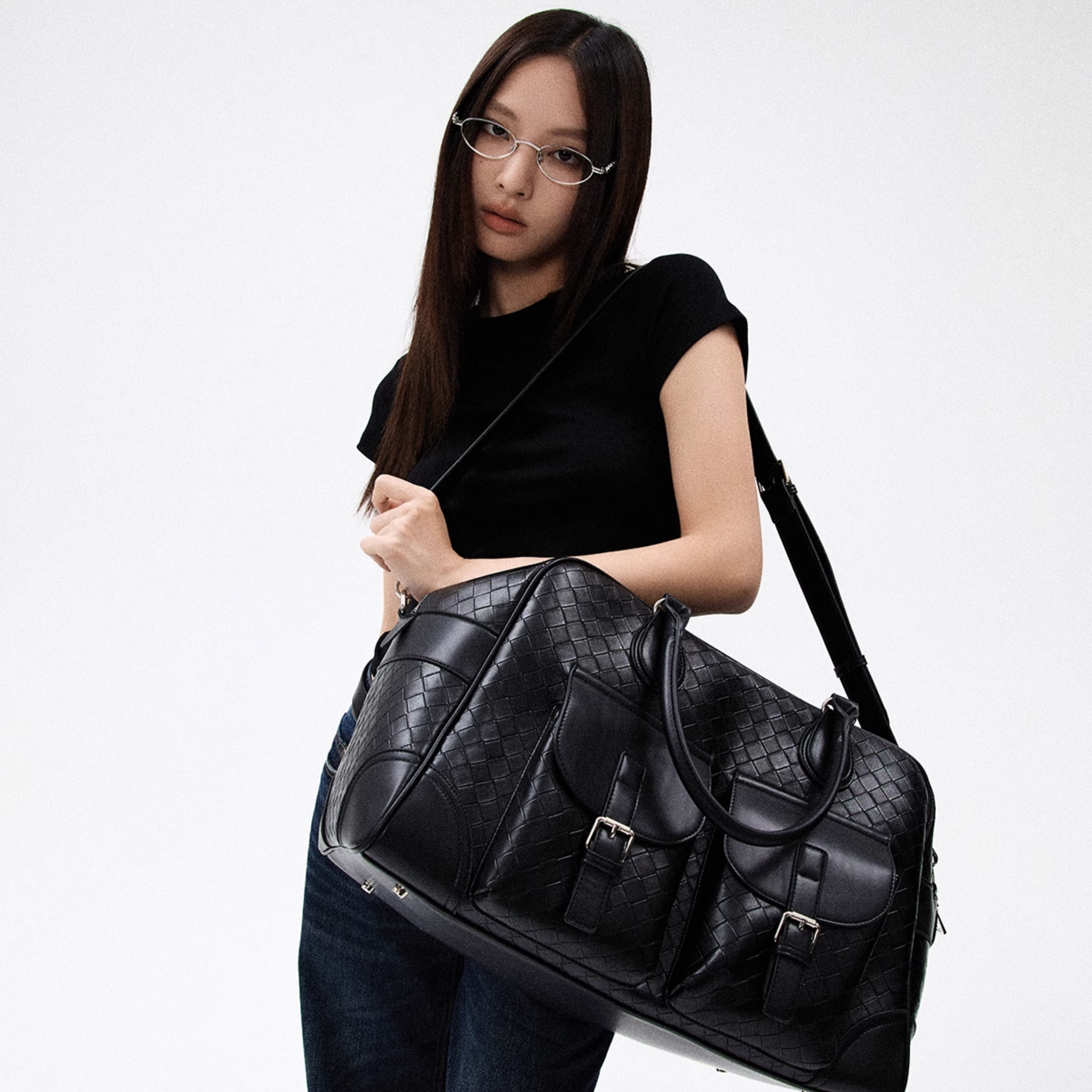 QUILTED BUCKLE BOSTON BAG