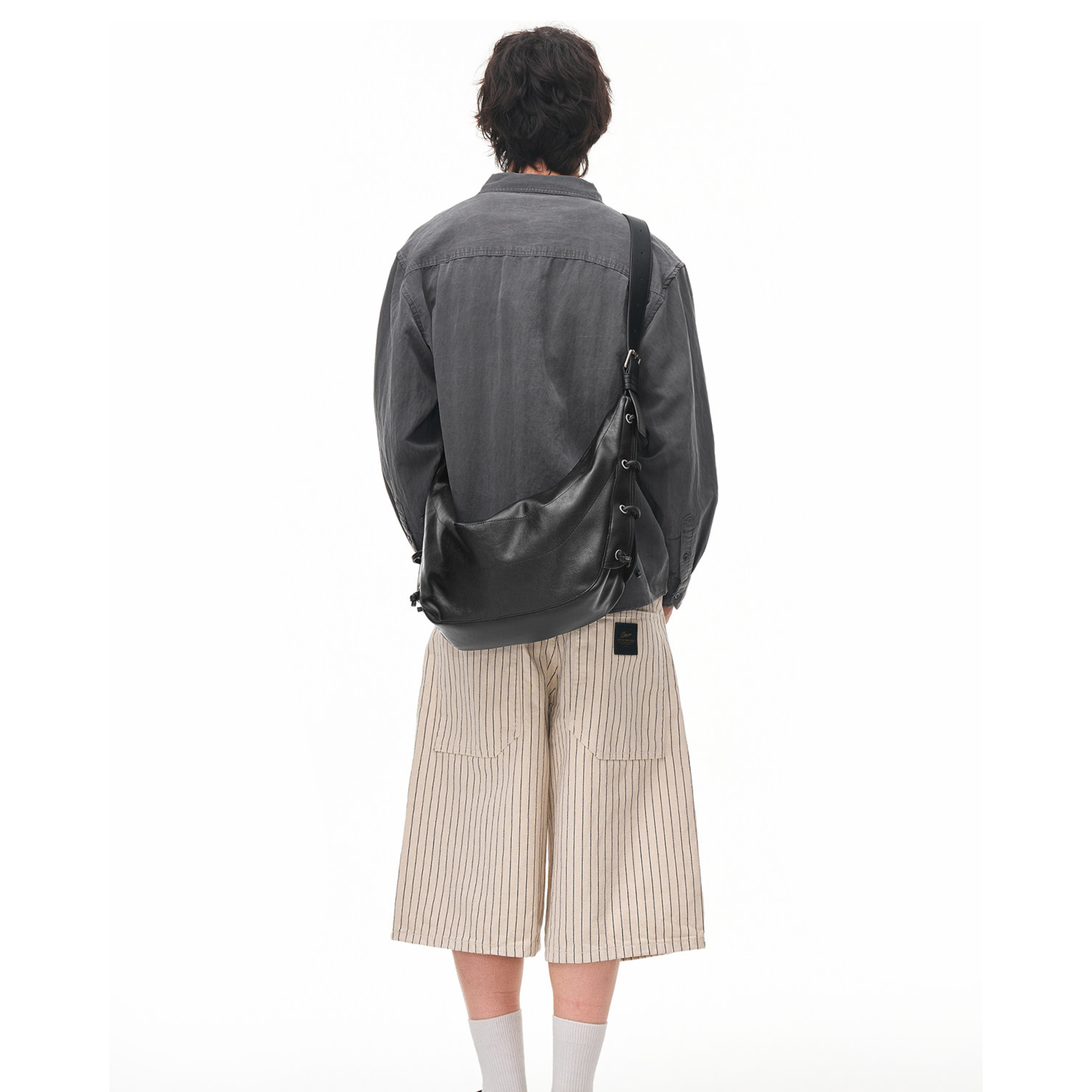 LACE-UP SLOUCH SHOULDER BAG