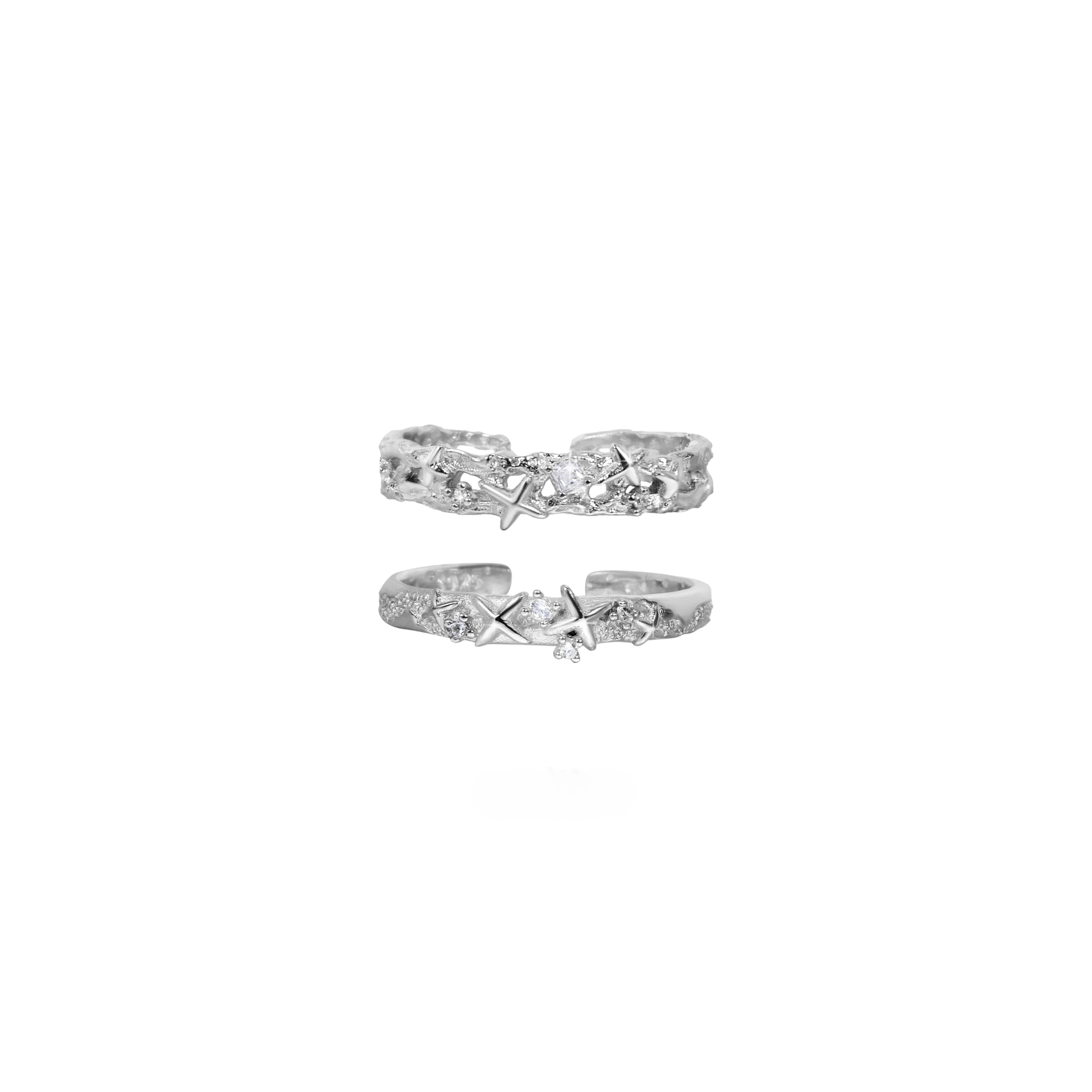 TEXTURED CROSS RING SET