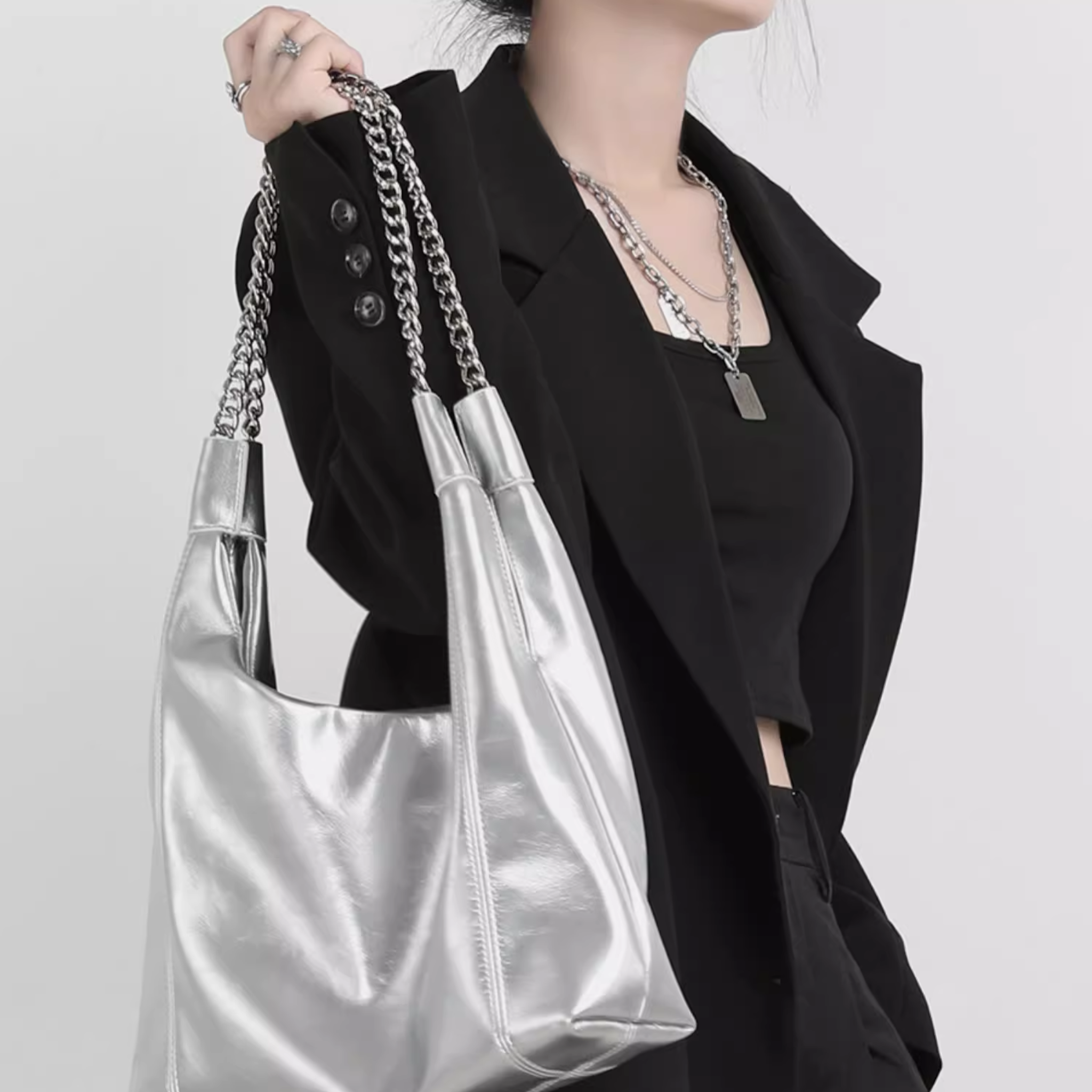 DOUBLE CHAIN SHOULDER BAG