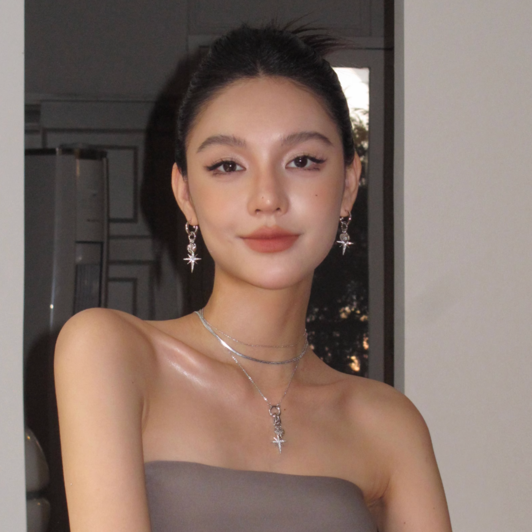 S925 CUBIC ZIRCONIA DIAMOND STAR PIERCE