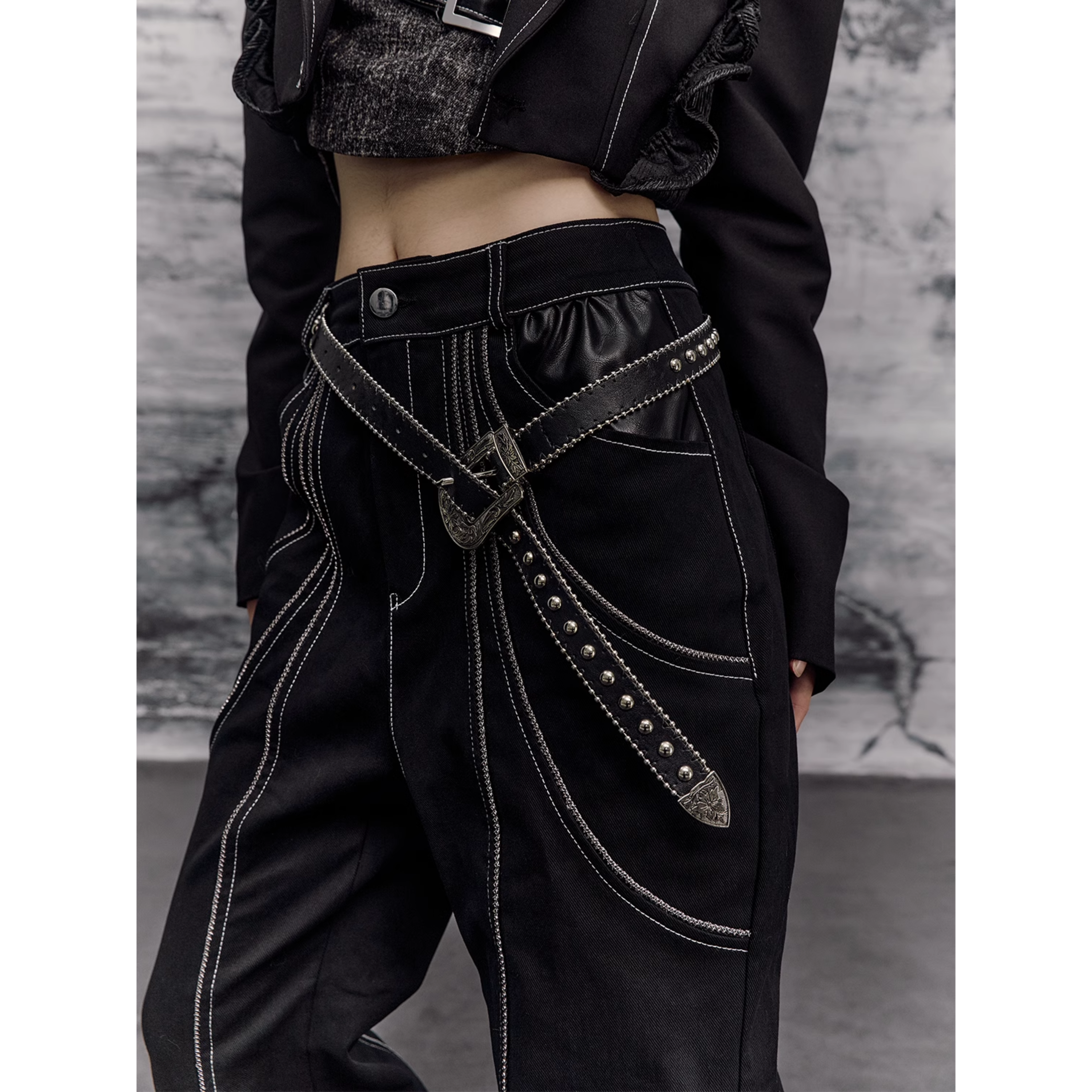 Studded Cross Patch Cargo Pants