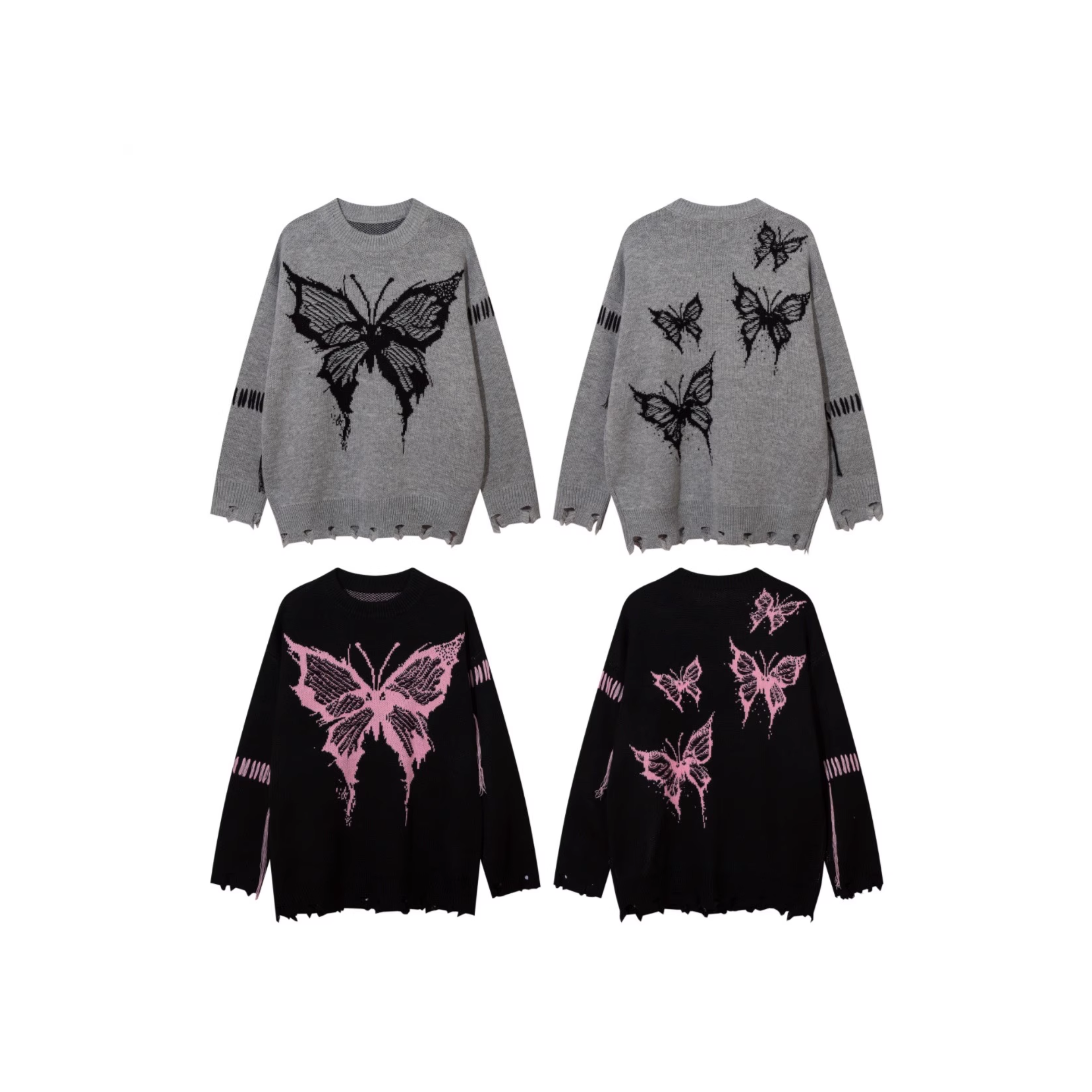 Distressed Butterfly Knit Sweater