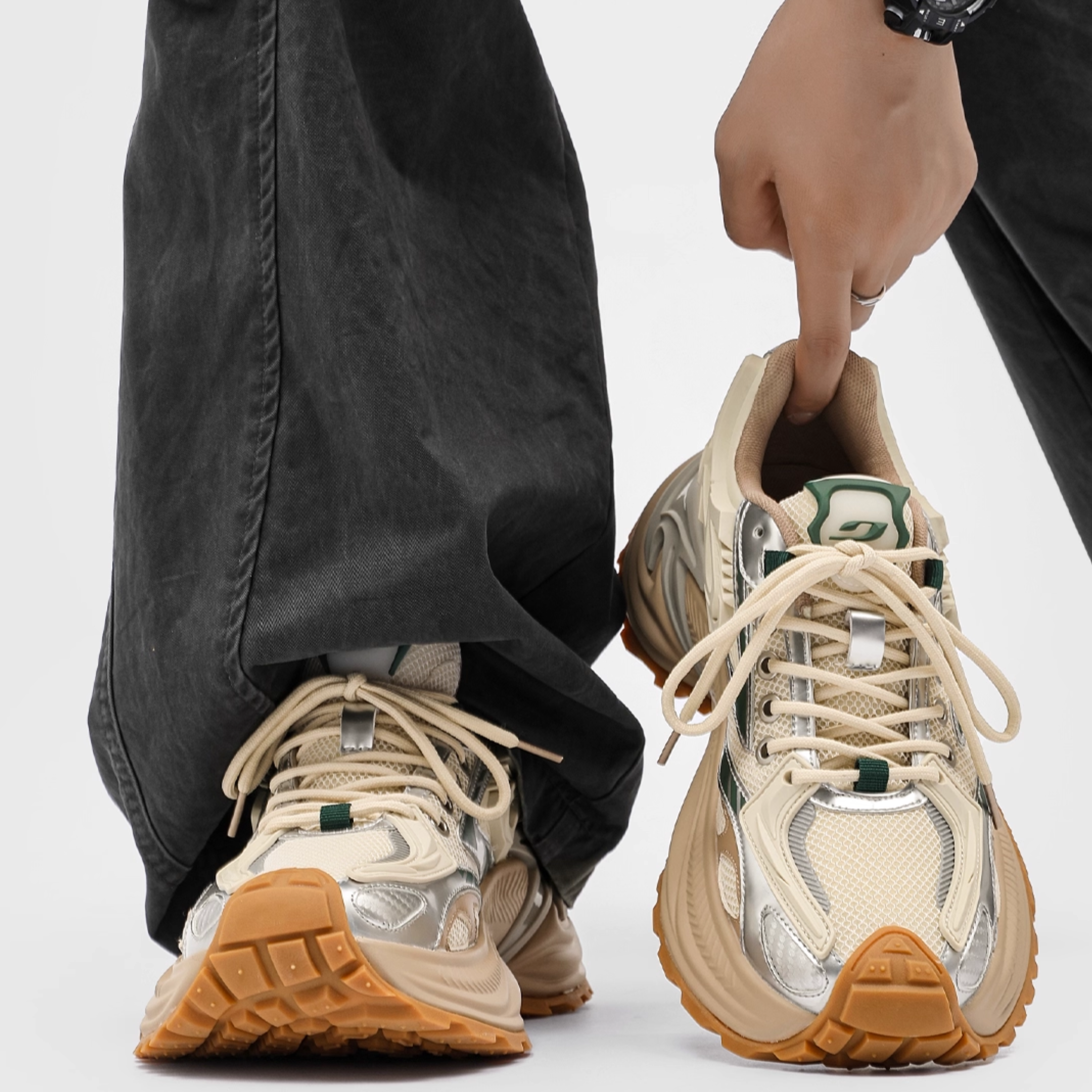 NEO ORBIT DAD SNEAKERS / ORANGE BEIGE×GREEN