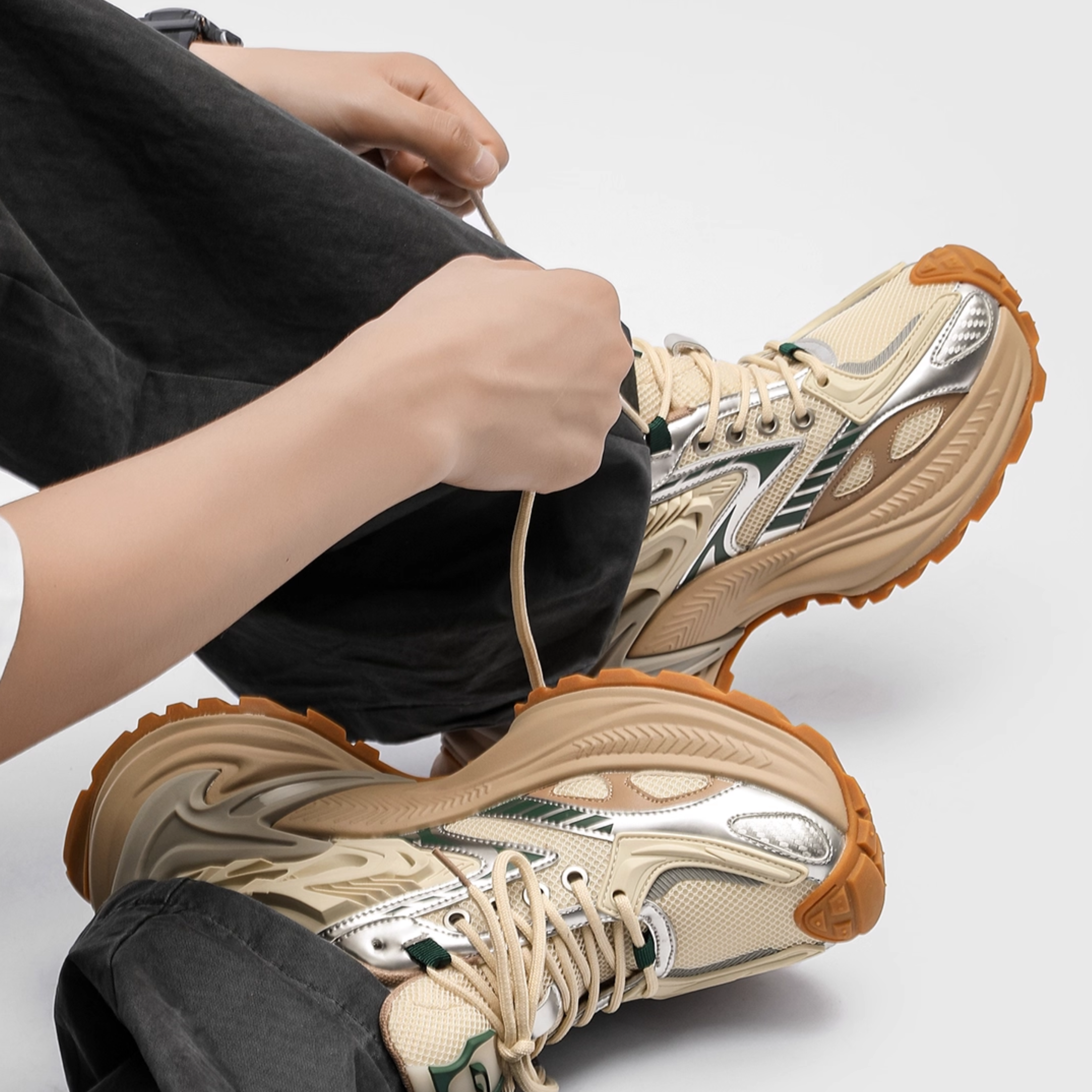 NEO ORBIT DAD SNEAKERS / ORANGE BEIGE×GREEN