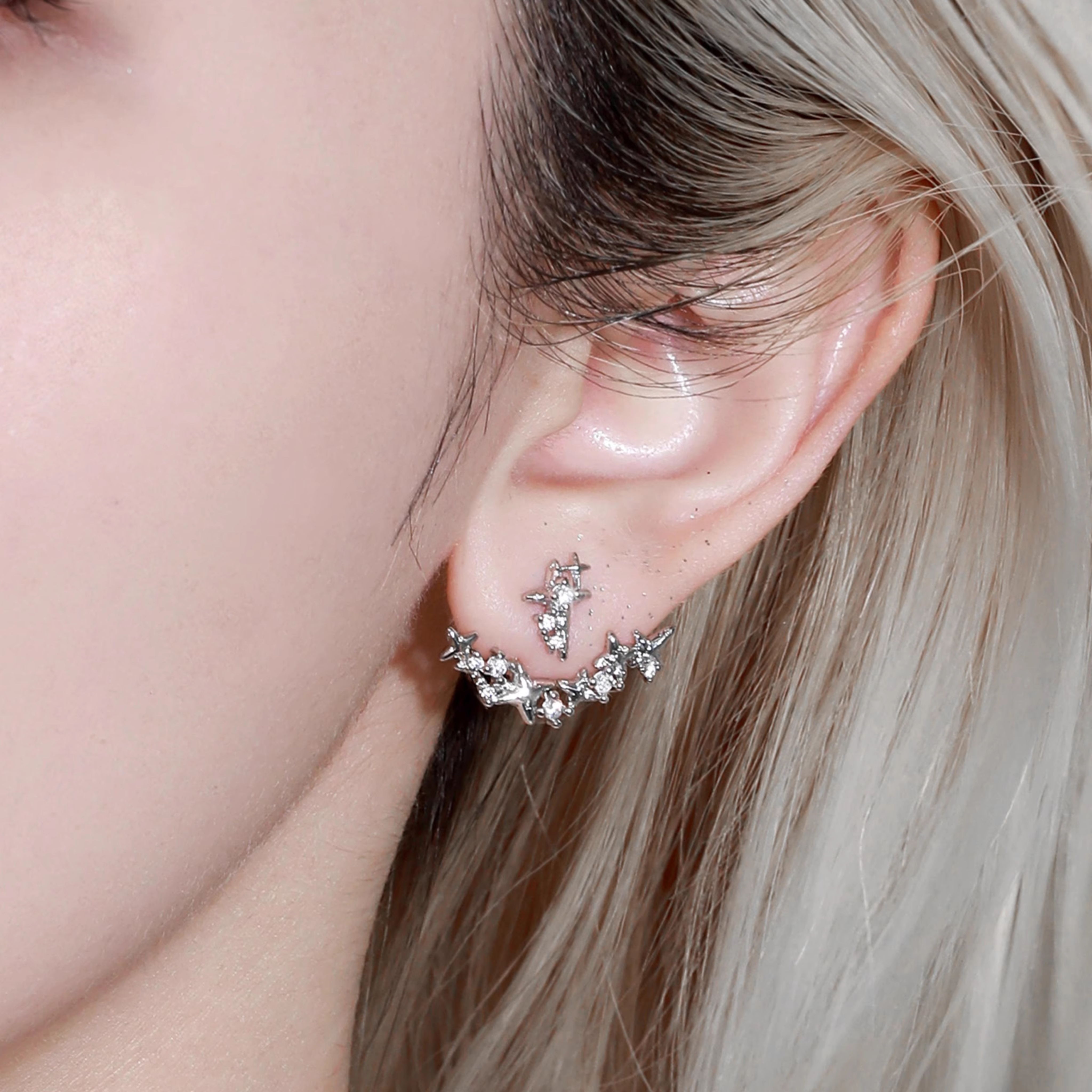 S925 CUBIC ZIRCONIA ÉTOILE PIERCE[SET ITEM]