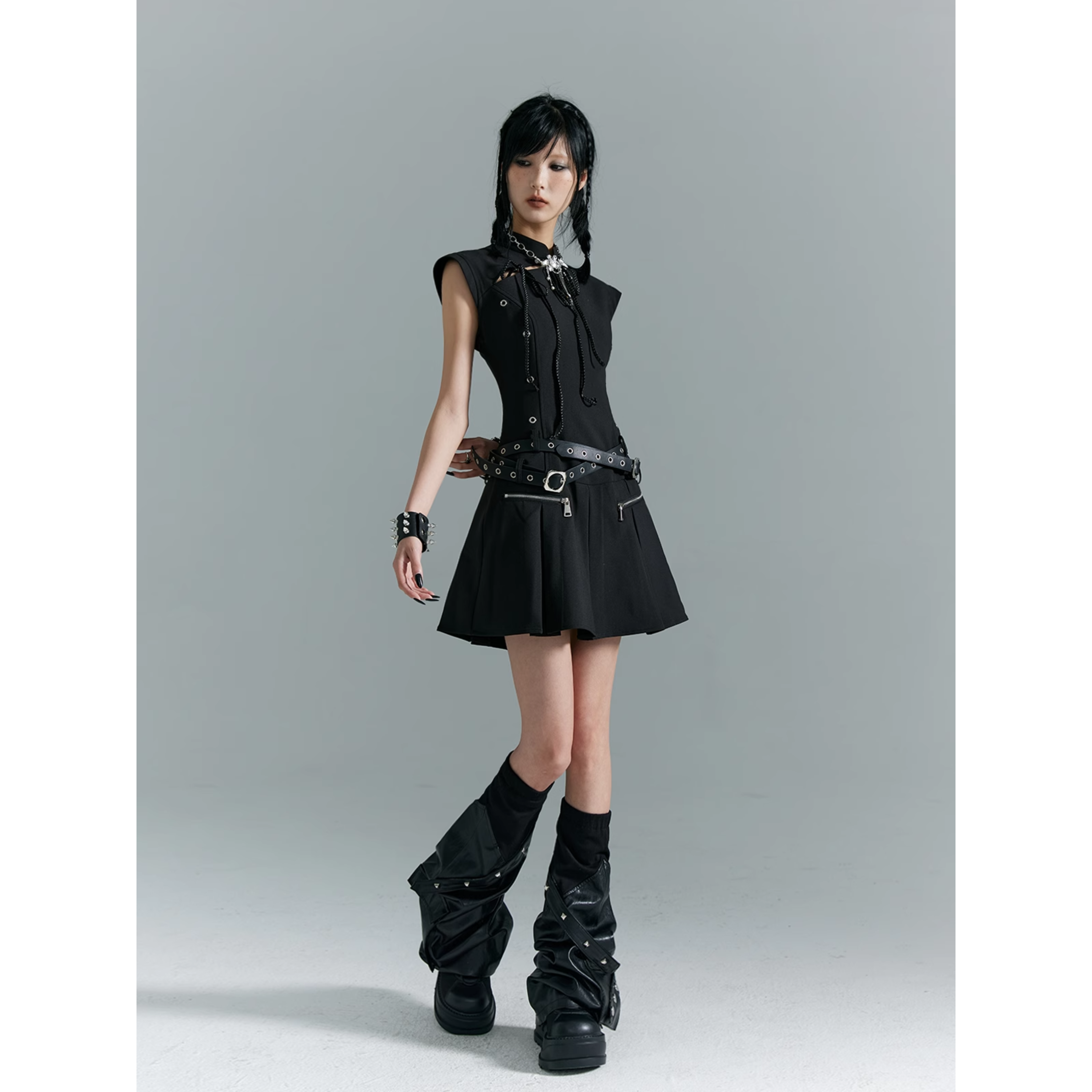 Modern Gothic Pleated Skirt