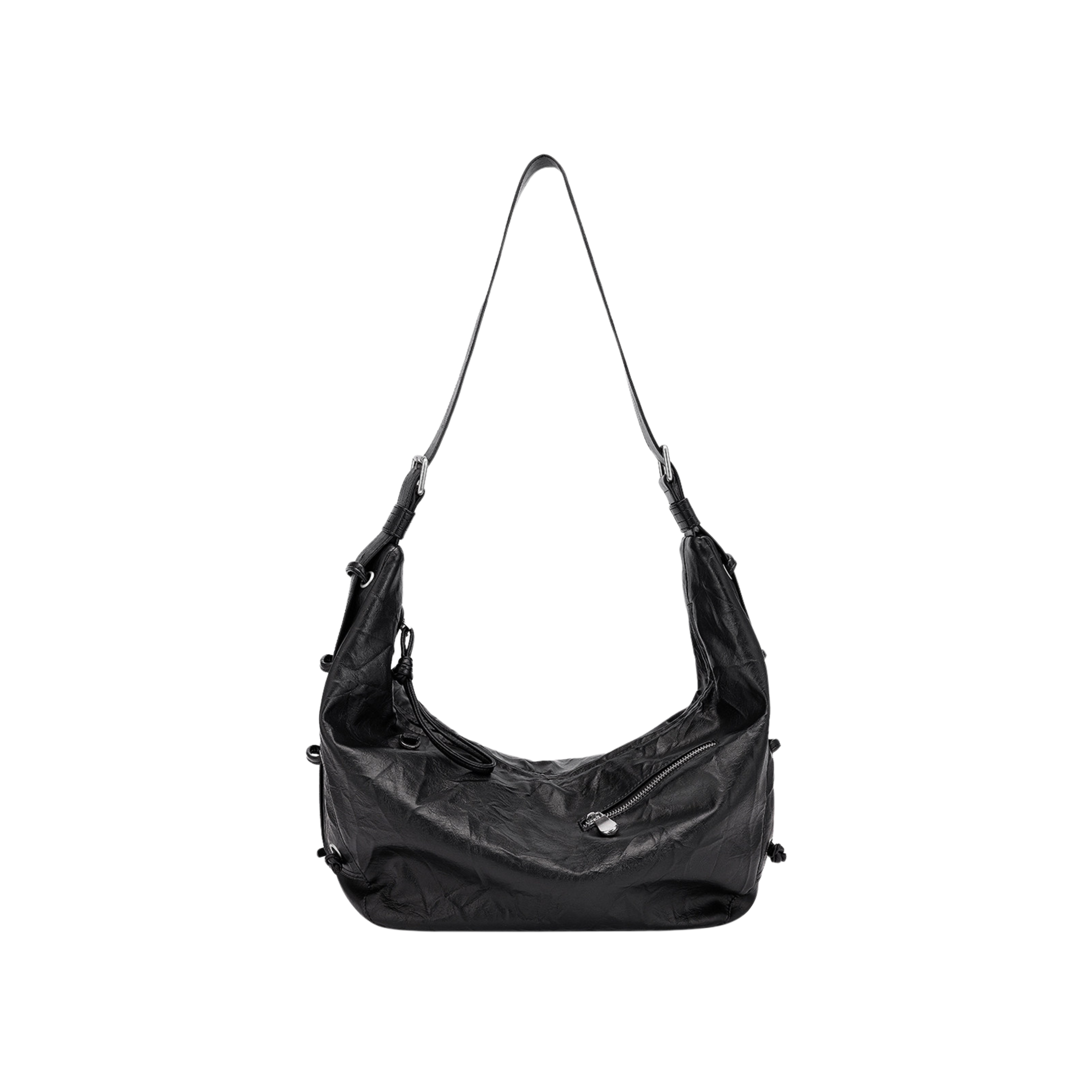 LACE-UP HOBO SHOULDER BAG