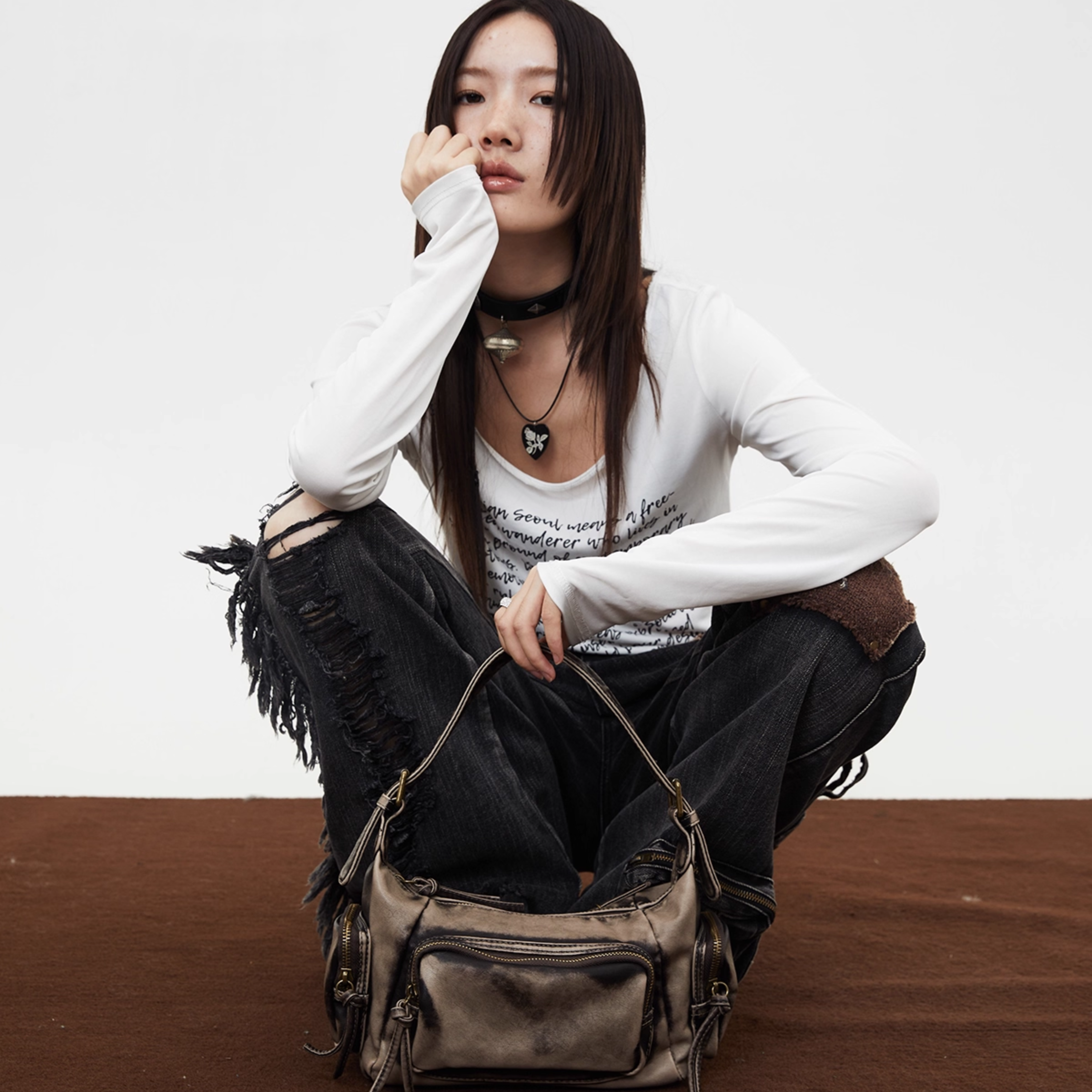 WASHED LEATHER MINI SHOULDER BAG