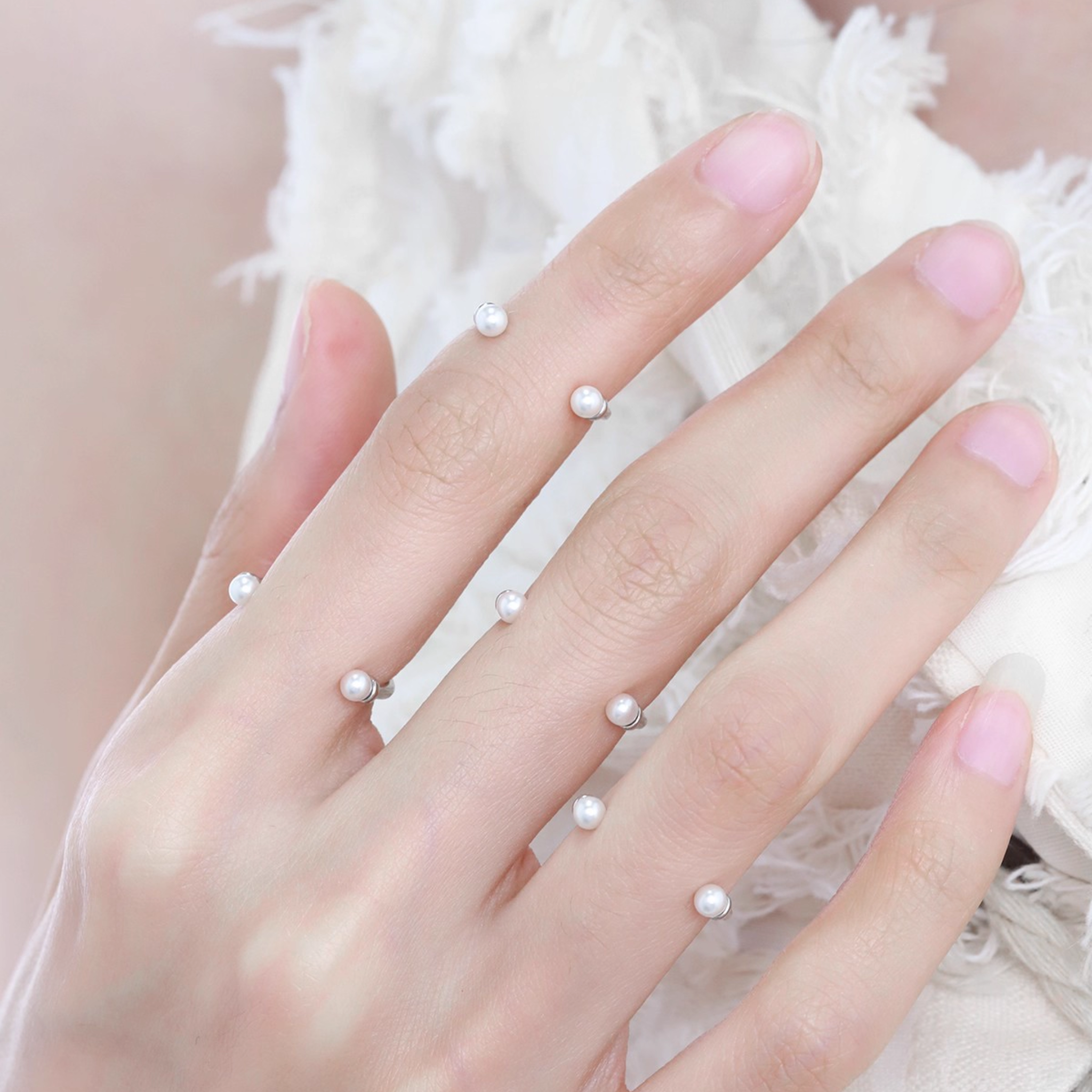 PEARL AURA RING SET
