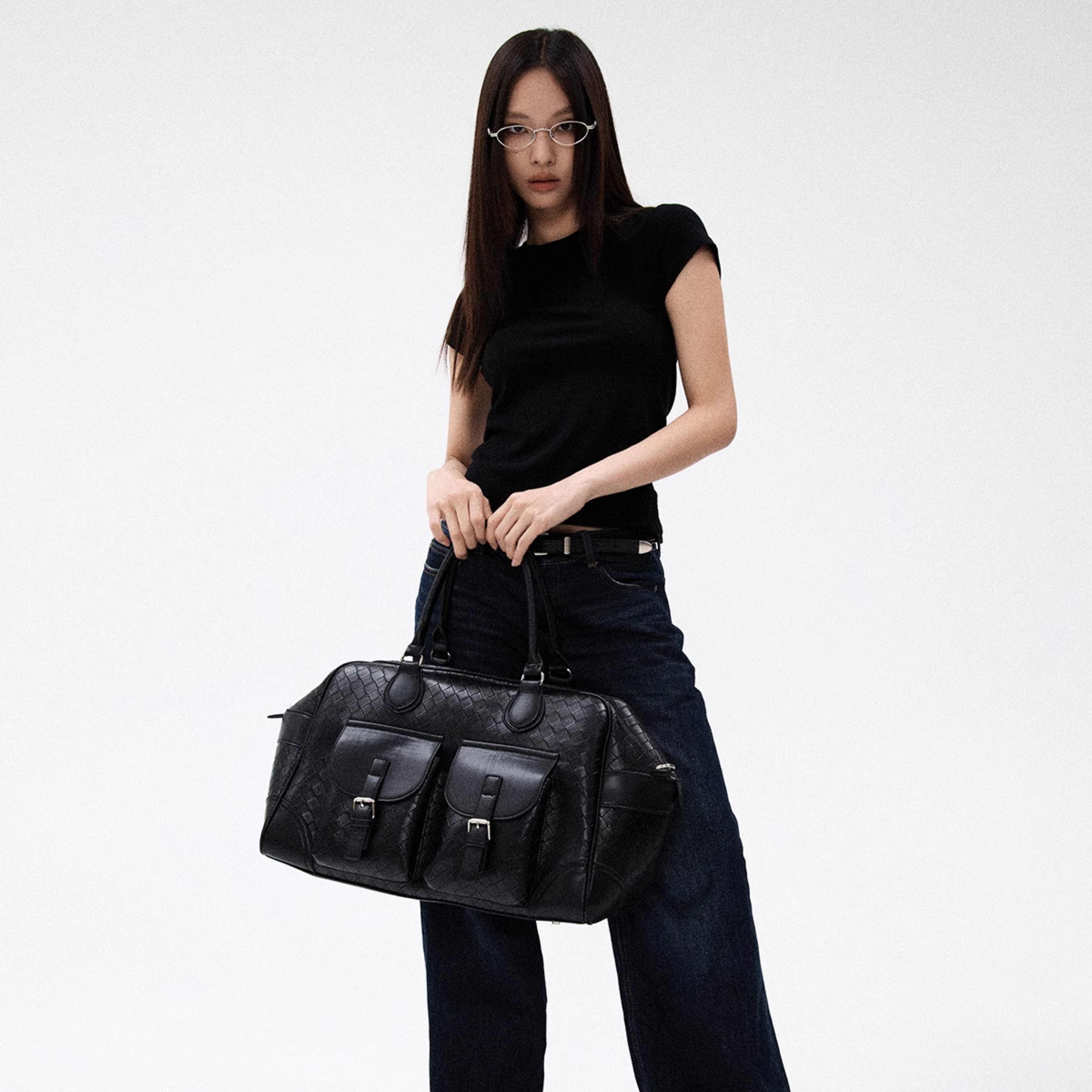 QUILTED BUCKLE BOSTON BAG