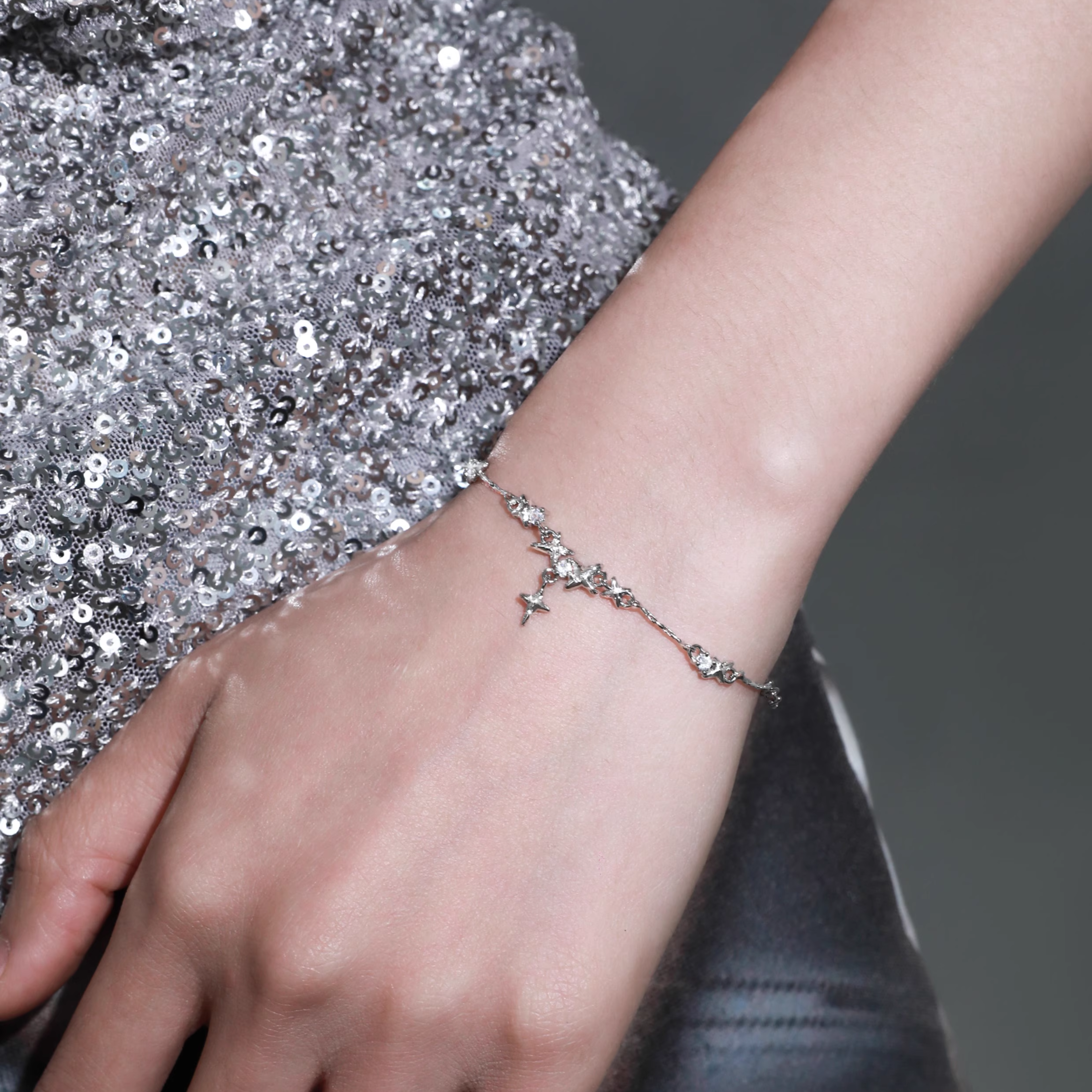 S925 CUBIC ZIRCONIA ÉTOILE BRACELET[SET ITEM]