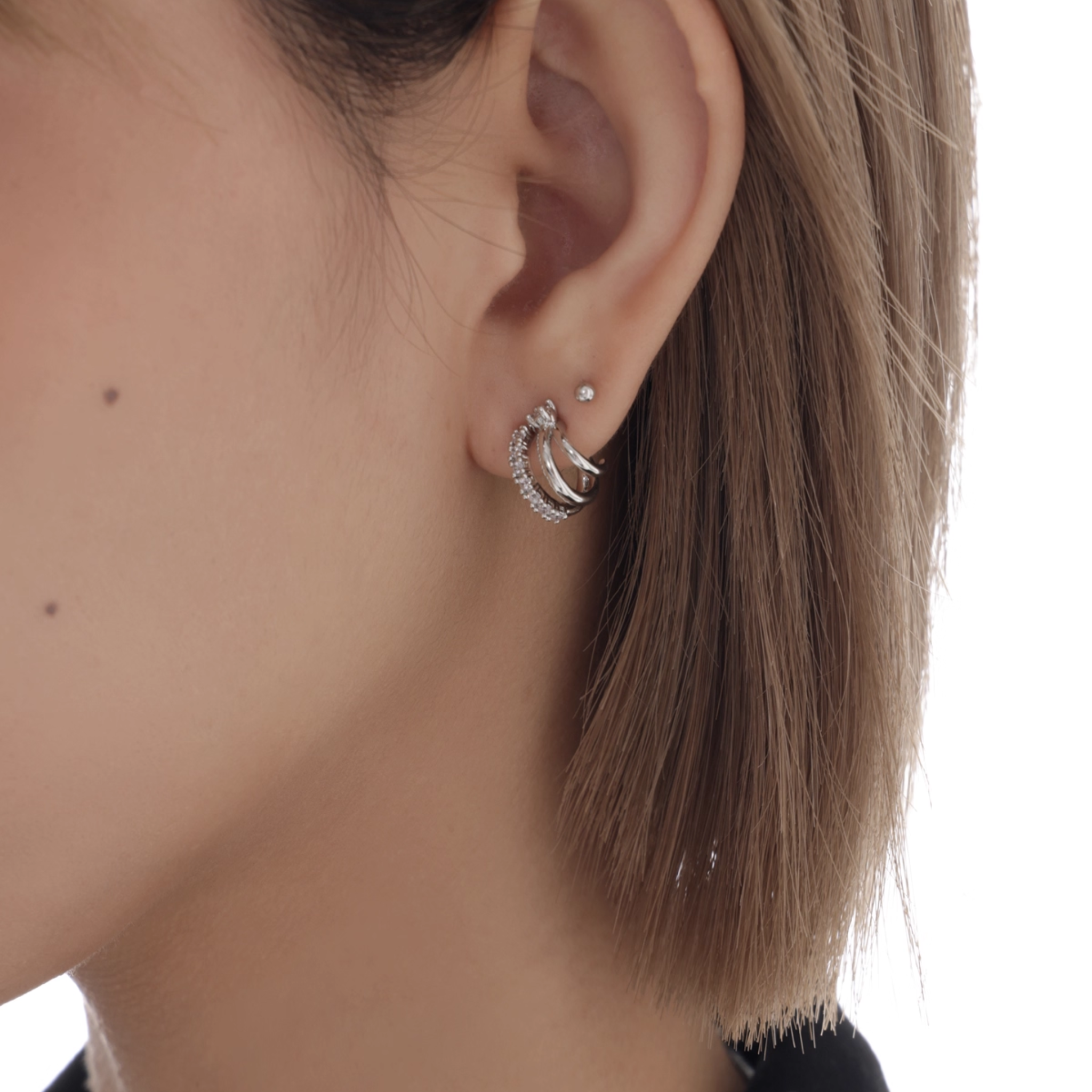 TRIPLE SHINE HOOPS PIERCE