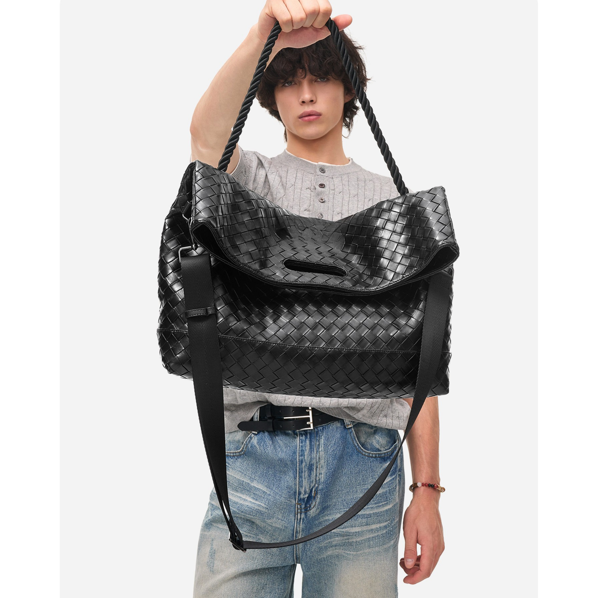2WAY WOVEN SLOUCH SHOULDER BAG