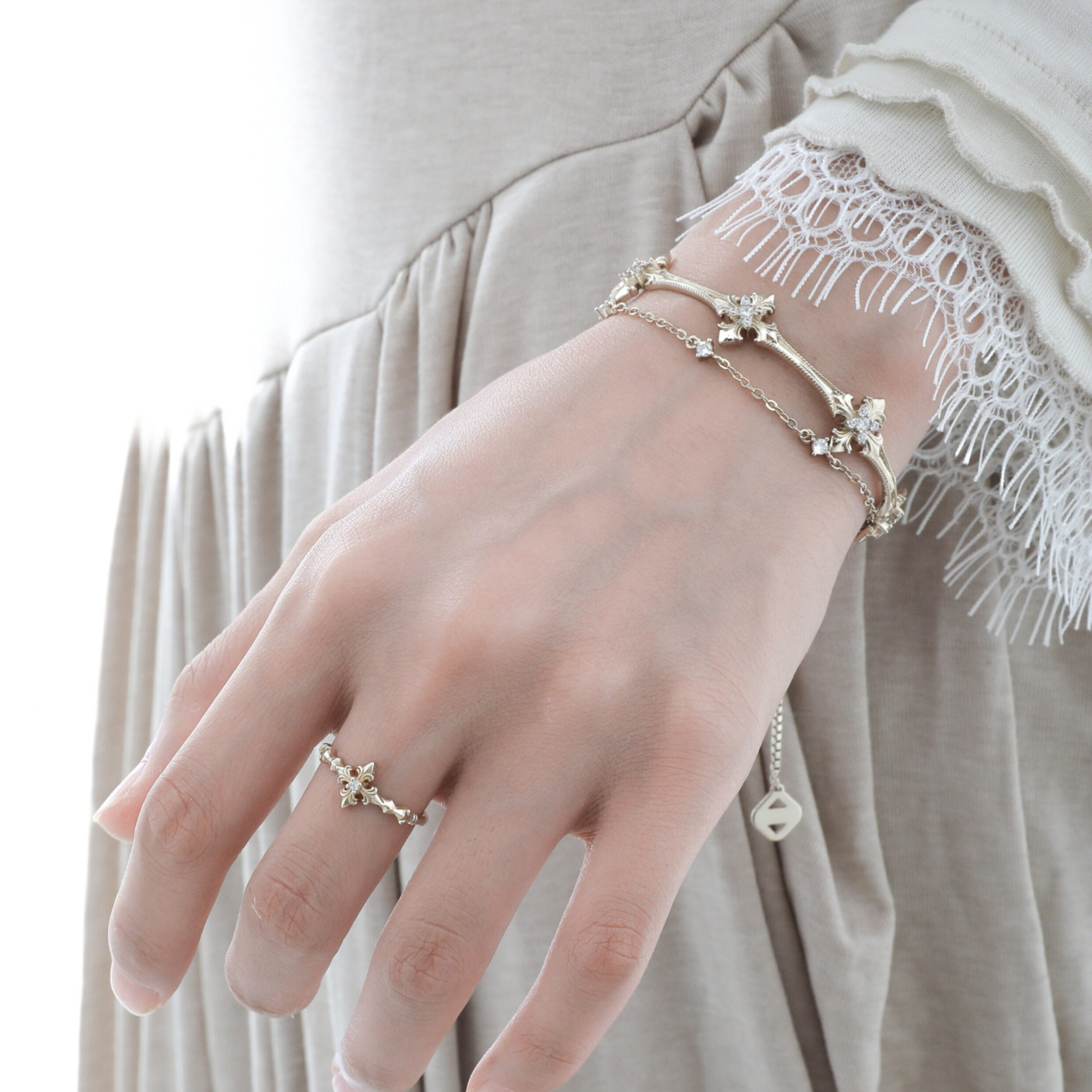 ROYAL SIGNET CROSS RING&BRACELET[SET ITEM]