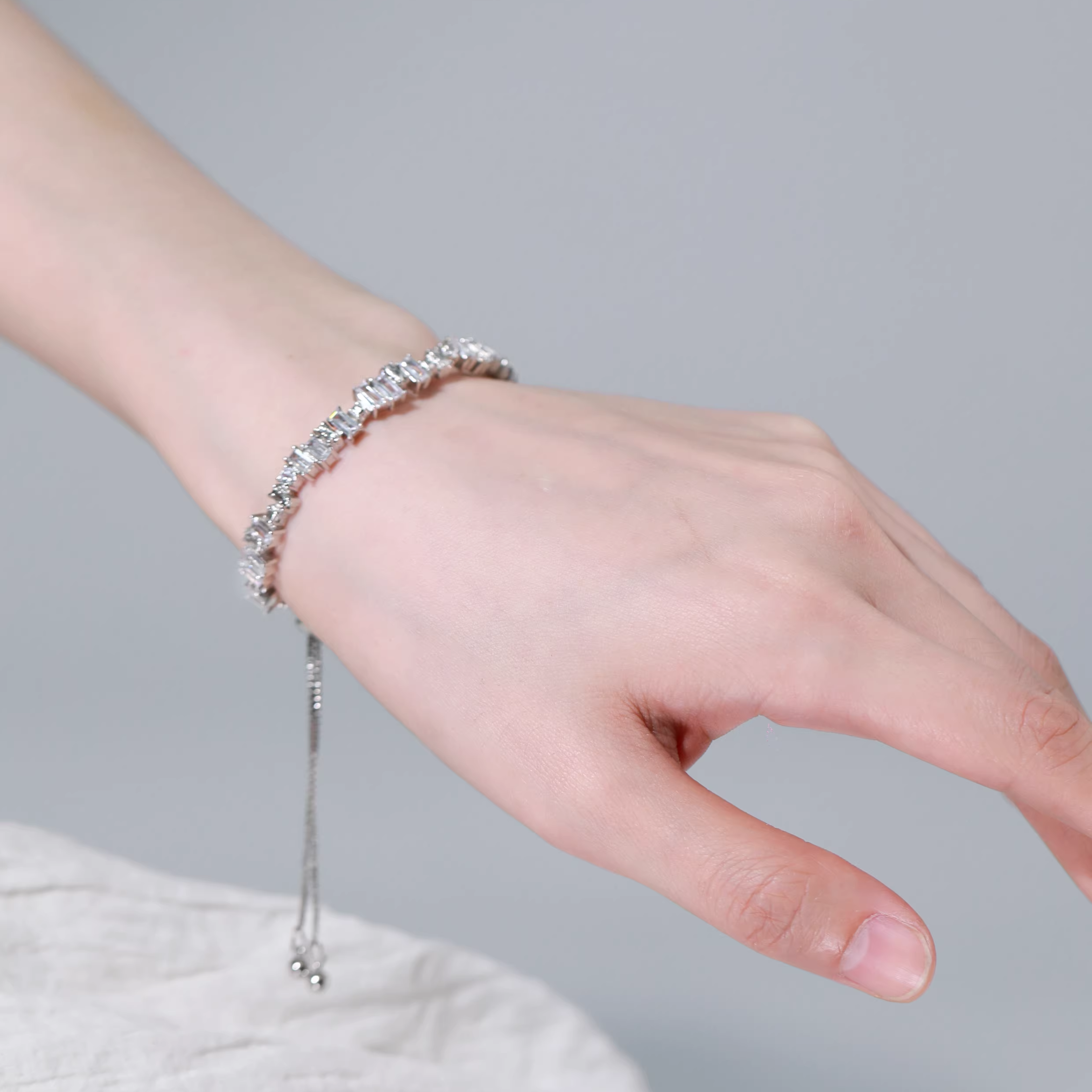 CUBIC ZIRCONIA AQUA LUNE DIAMOND BRACELET[SET ITEM]