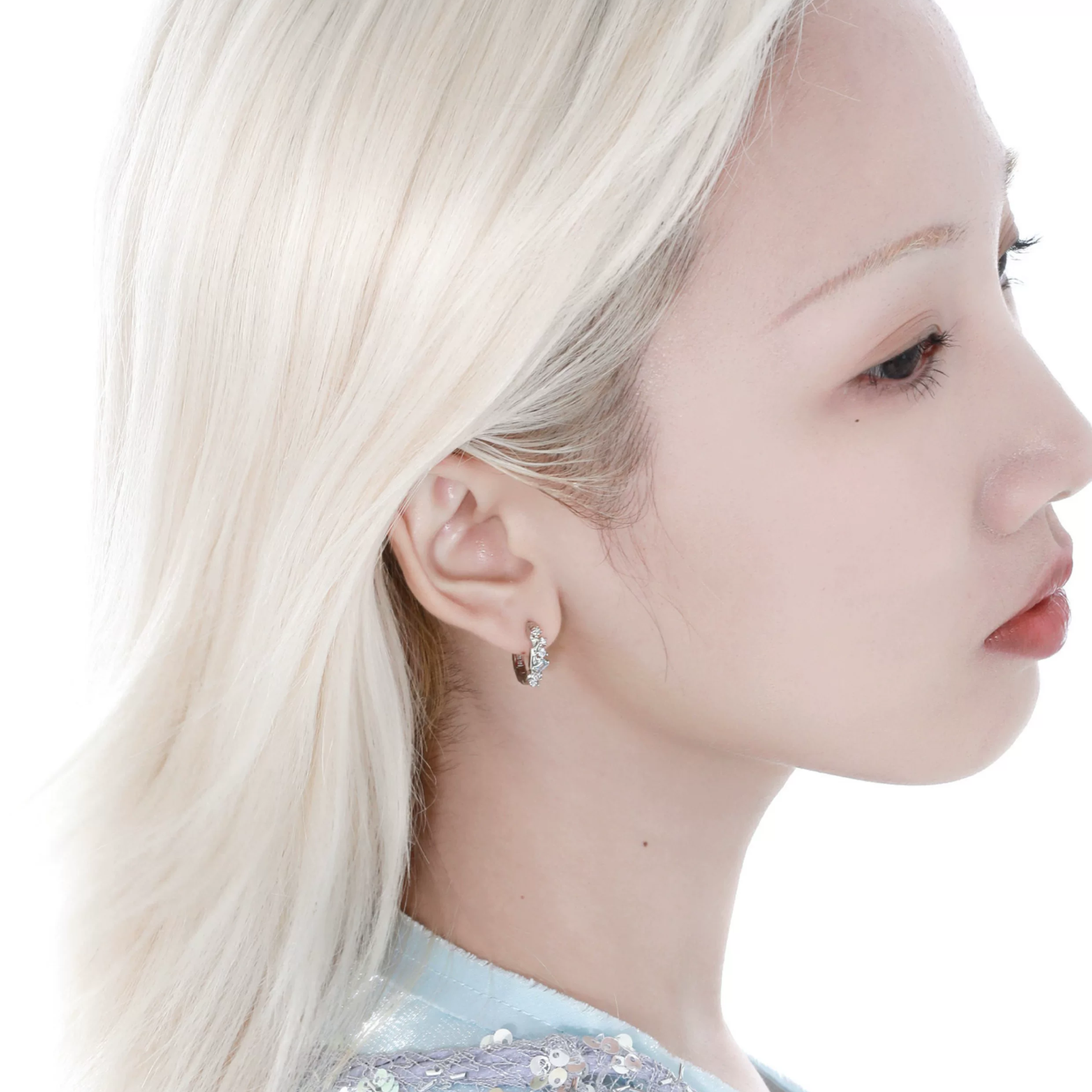 CUBIC ZIRCONIA AQUA LUNE BIJOU PIERCE[SET ITEM]