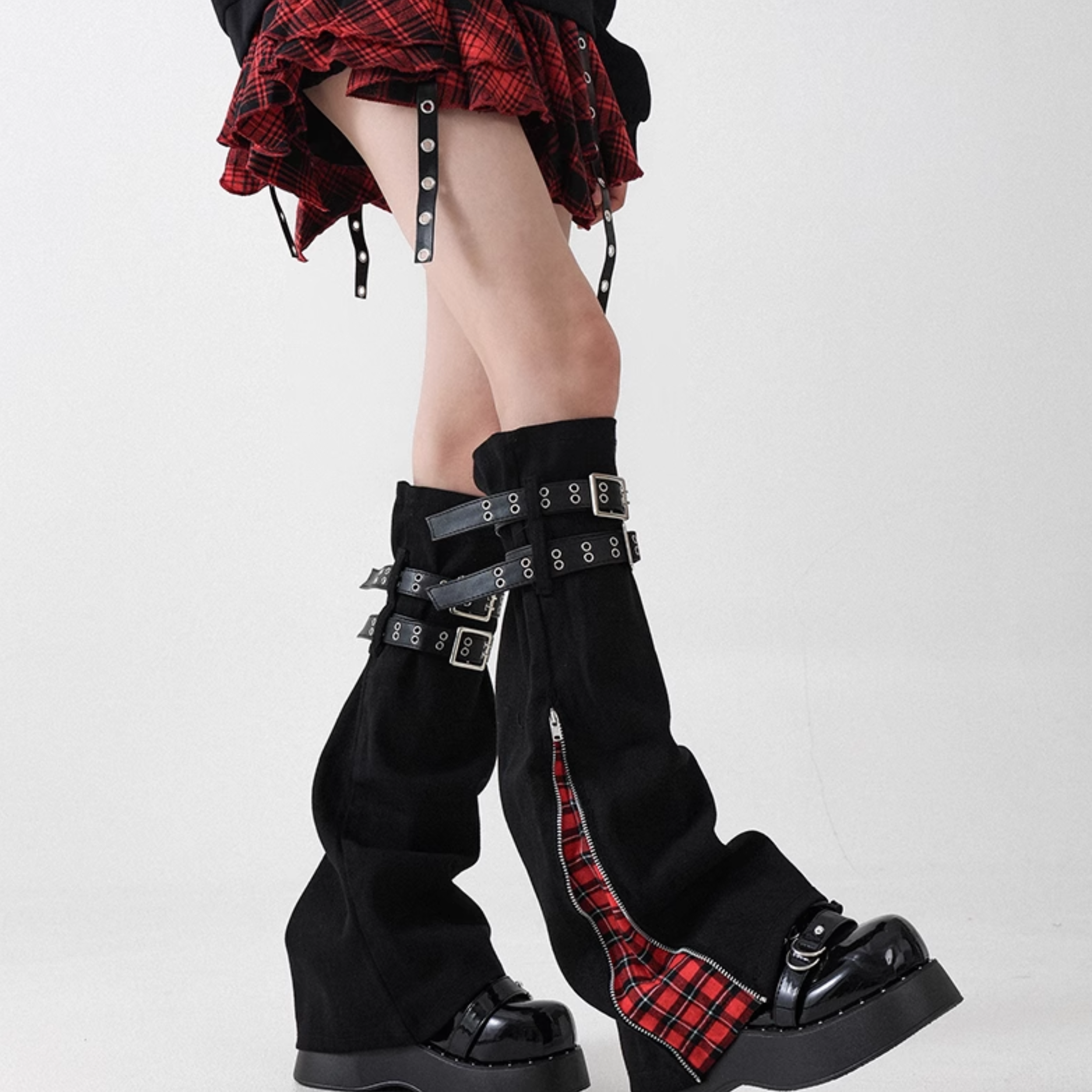 Tartan Zipper Leg Warmers