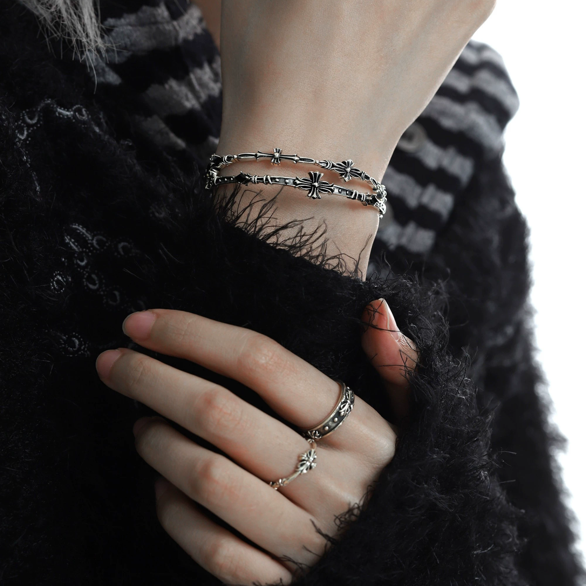 S925 VINTAGE CROSS RING