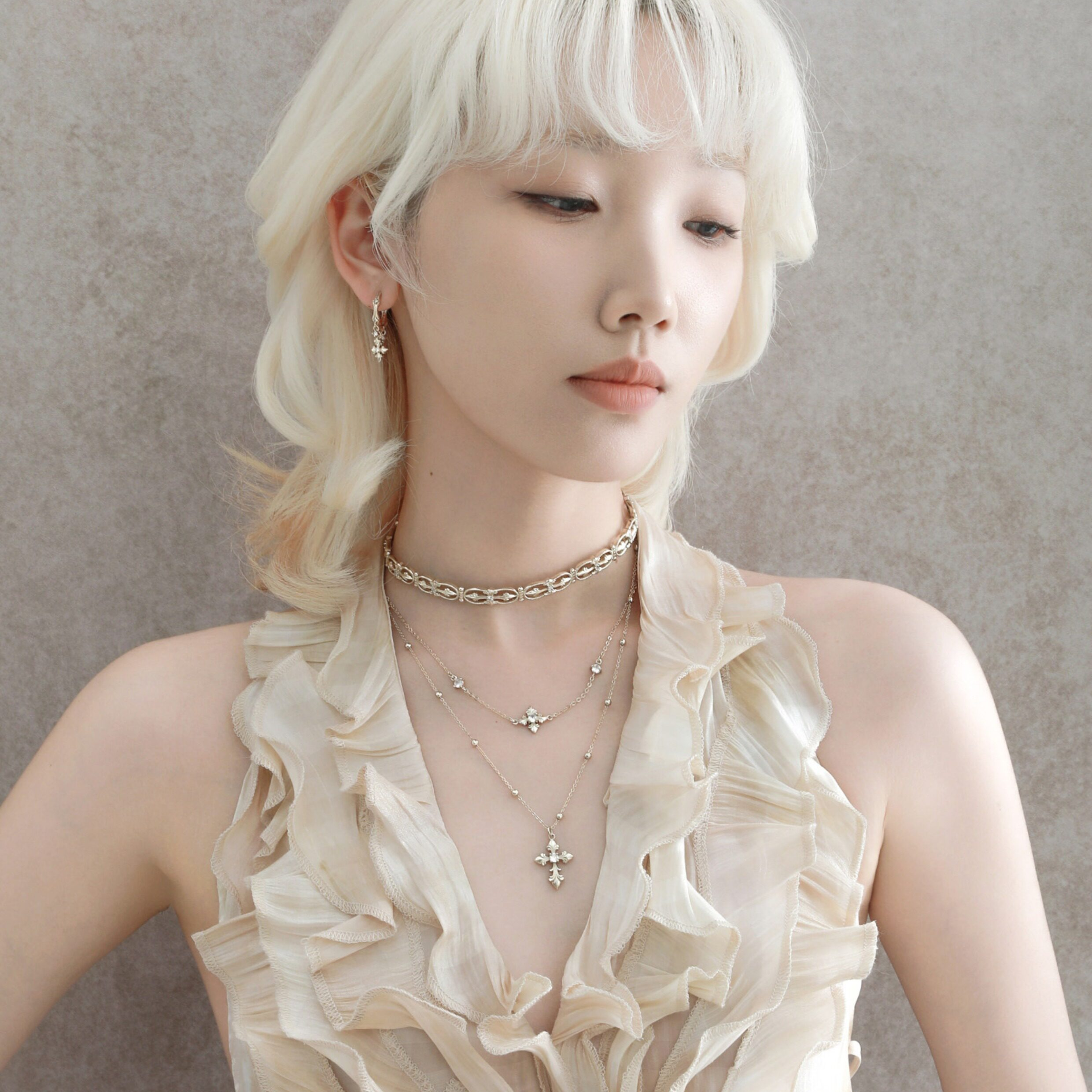 S925 ROYAL SIGNET LAYERED NECKLACE[SET ITEM]