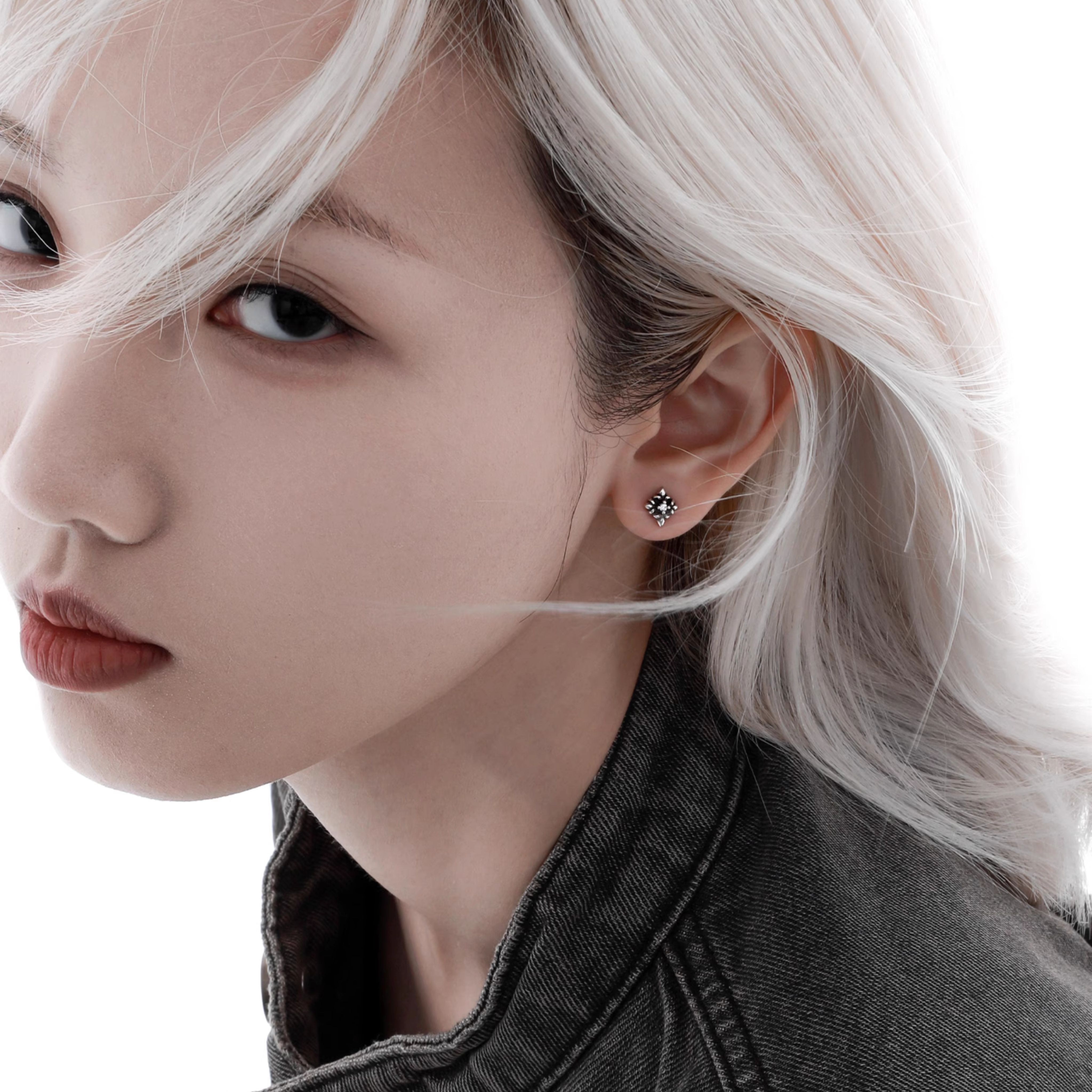 S925 CRUCIFIX MINI PIERCE[SET ITEM]