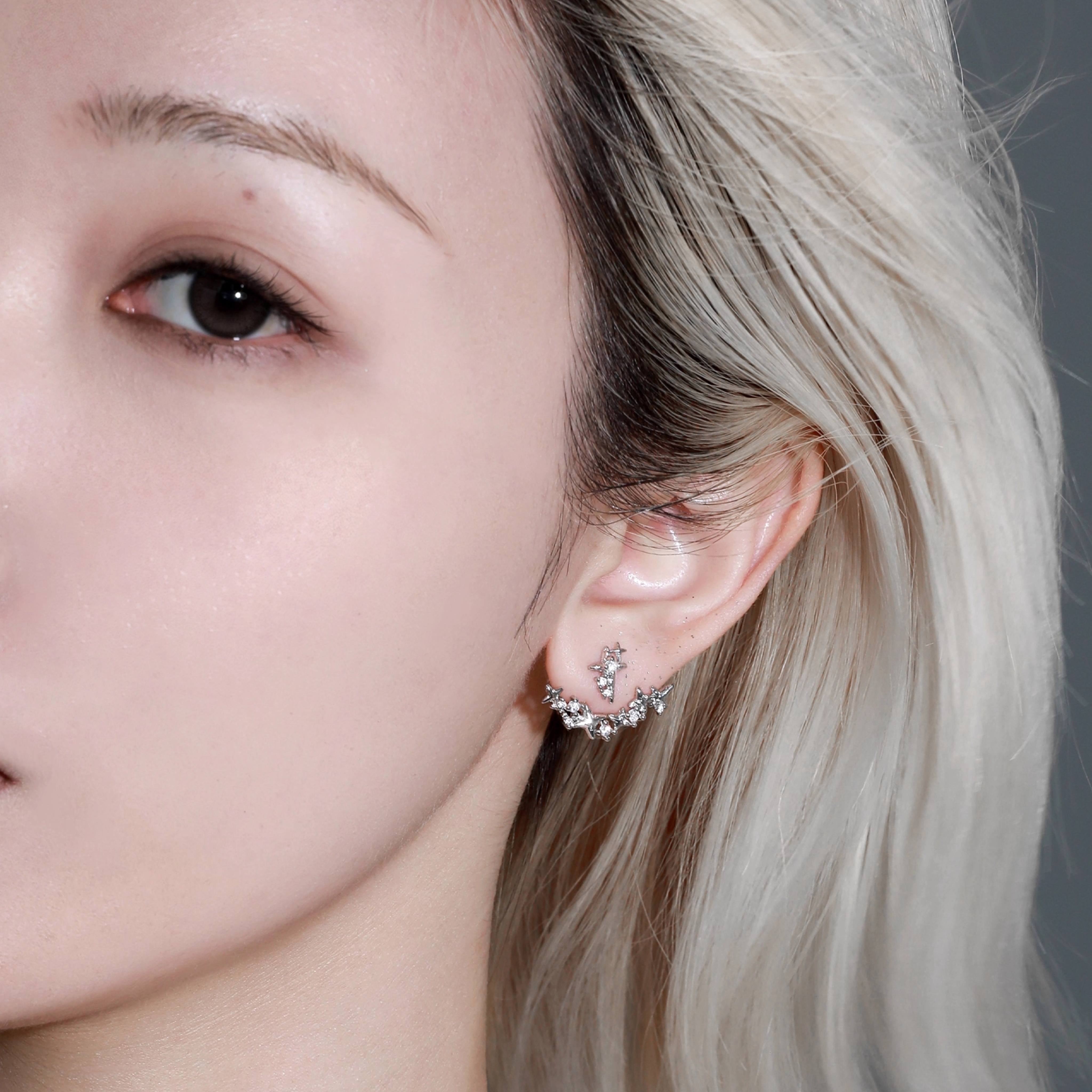 S925 CUBIC ZIRCONIA ÉTOILE PIERCE[SET ITEM]