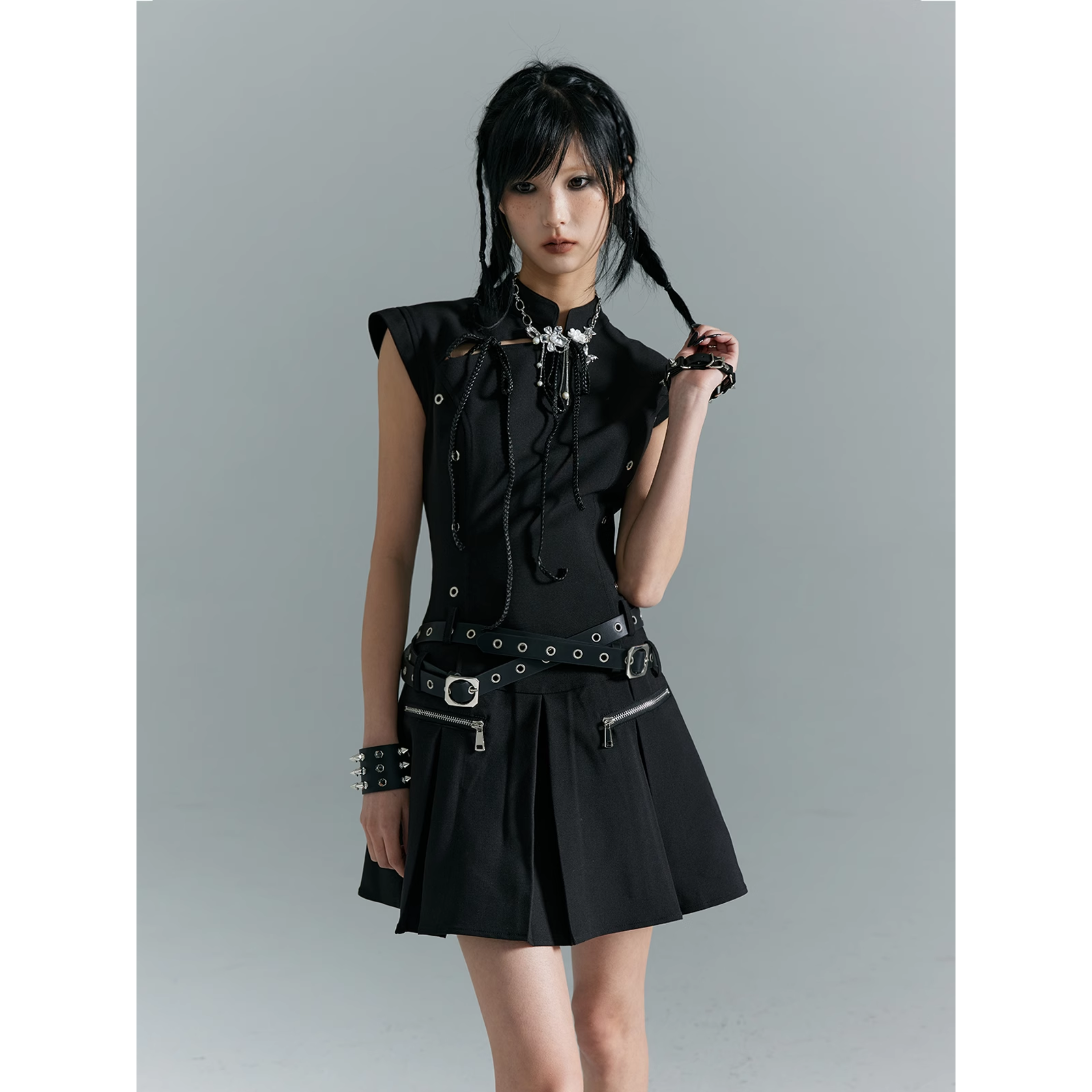 Modern Gothic Pleated Skirt