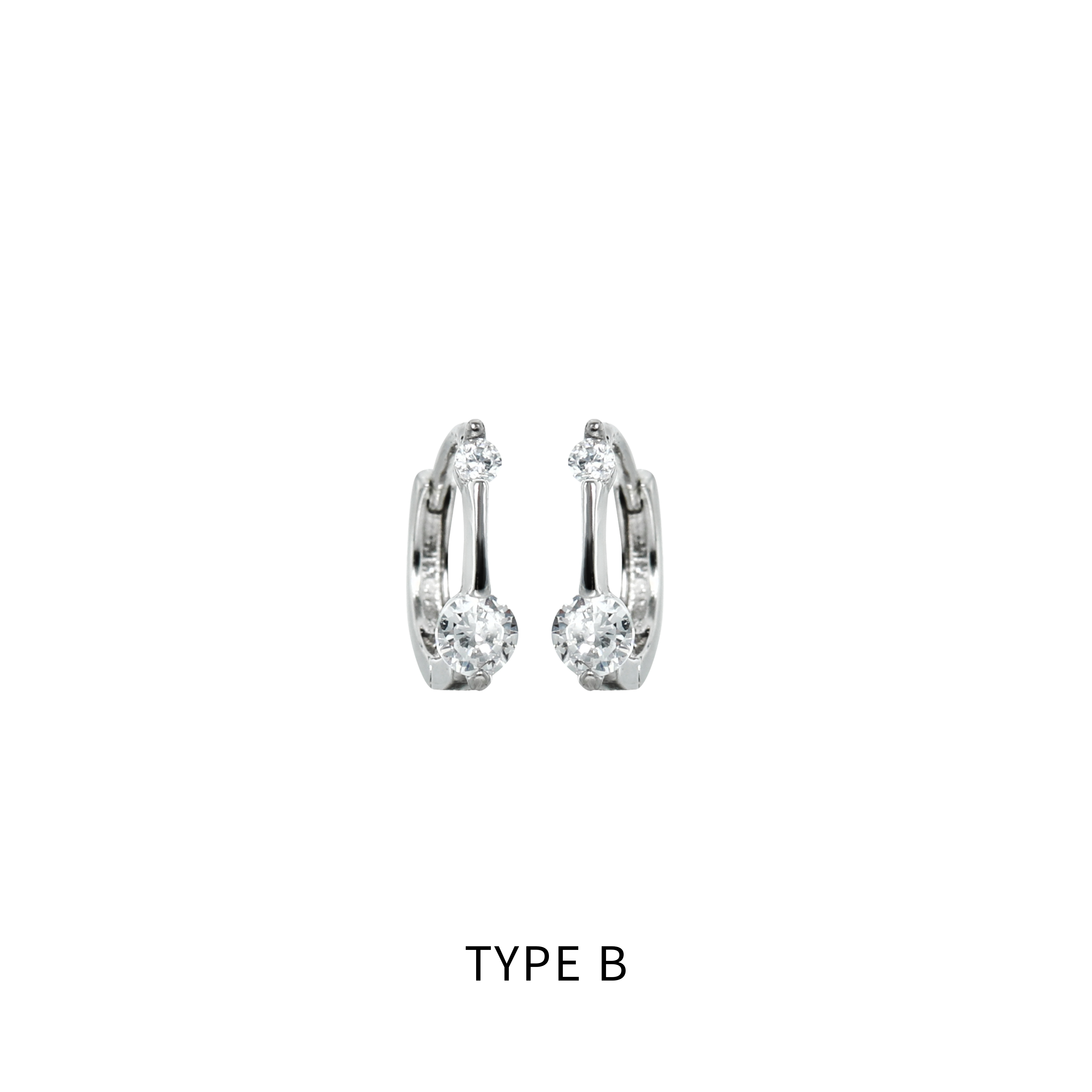 S925 CRYSTAL HOOP STUD PIERCE