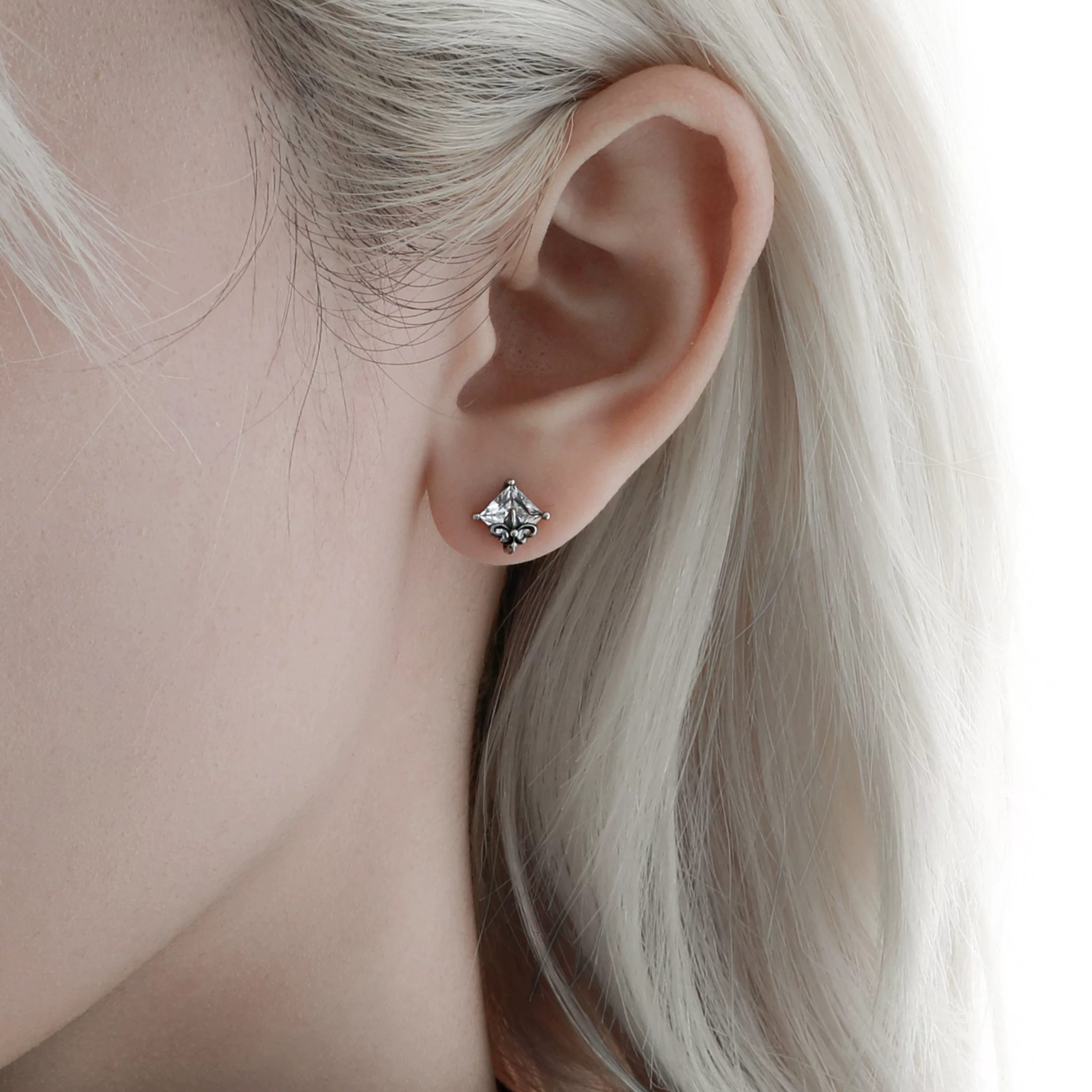S925 CUBIC ZIRCONIA GOTHIC NOIR MINI PIERCE[SET ITEM]