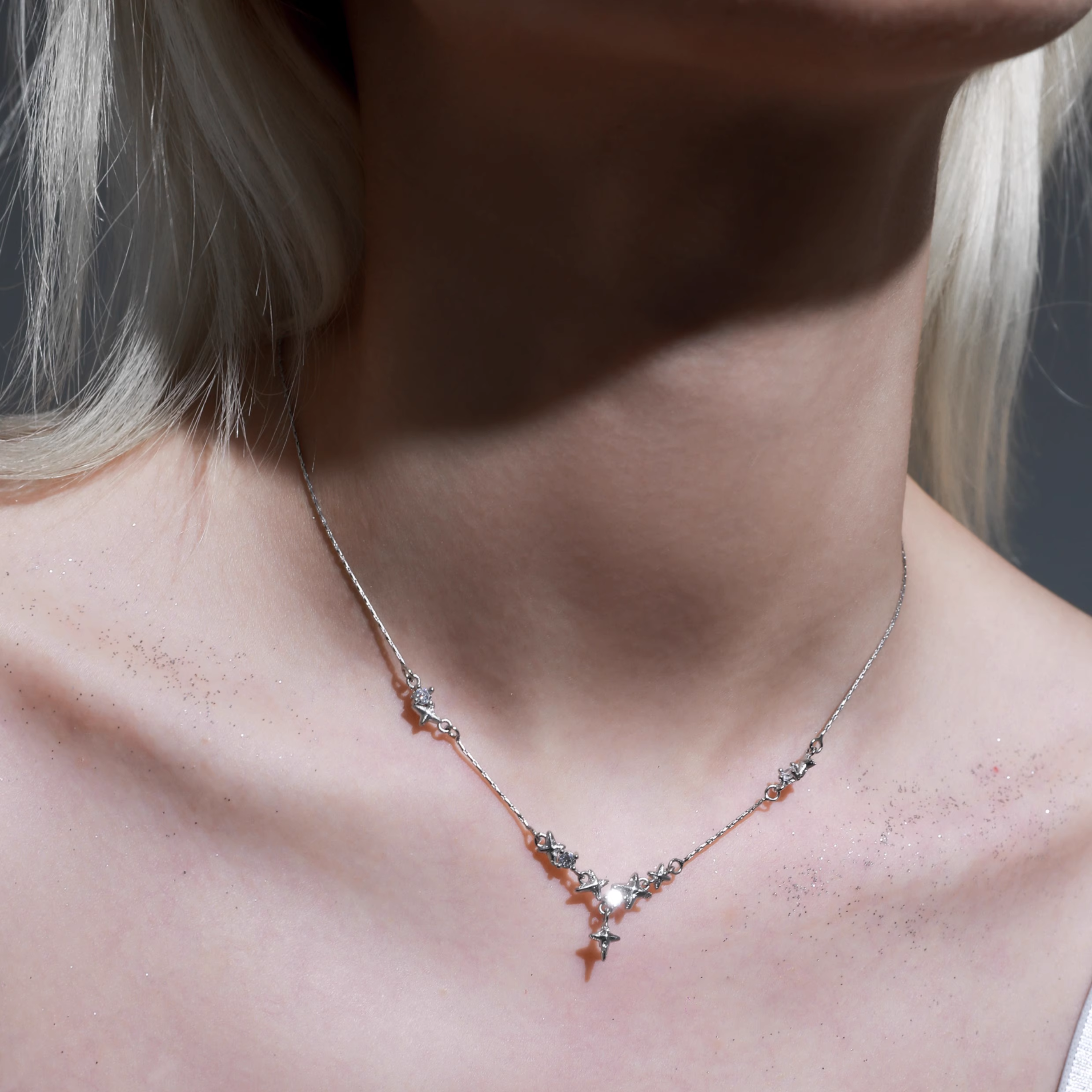 S925 CUBIC ZIRCONIA ÉTOILE NECKLACE[SET ITEM]