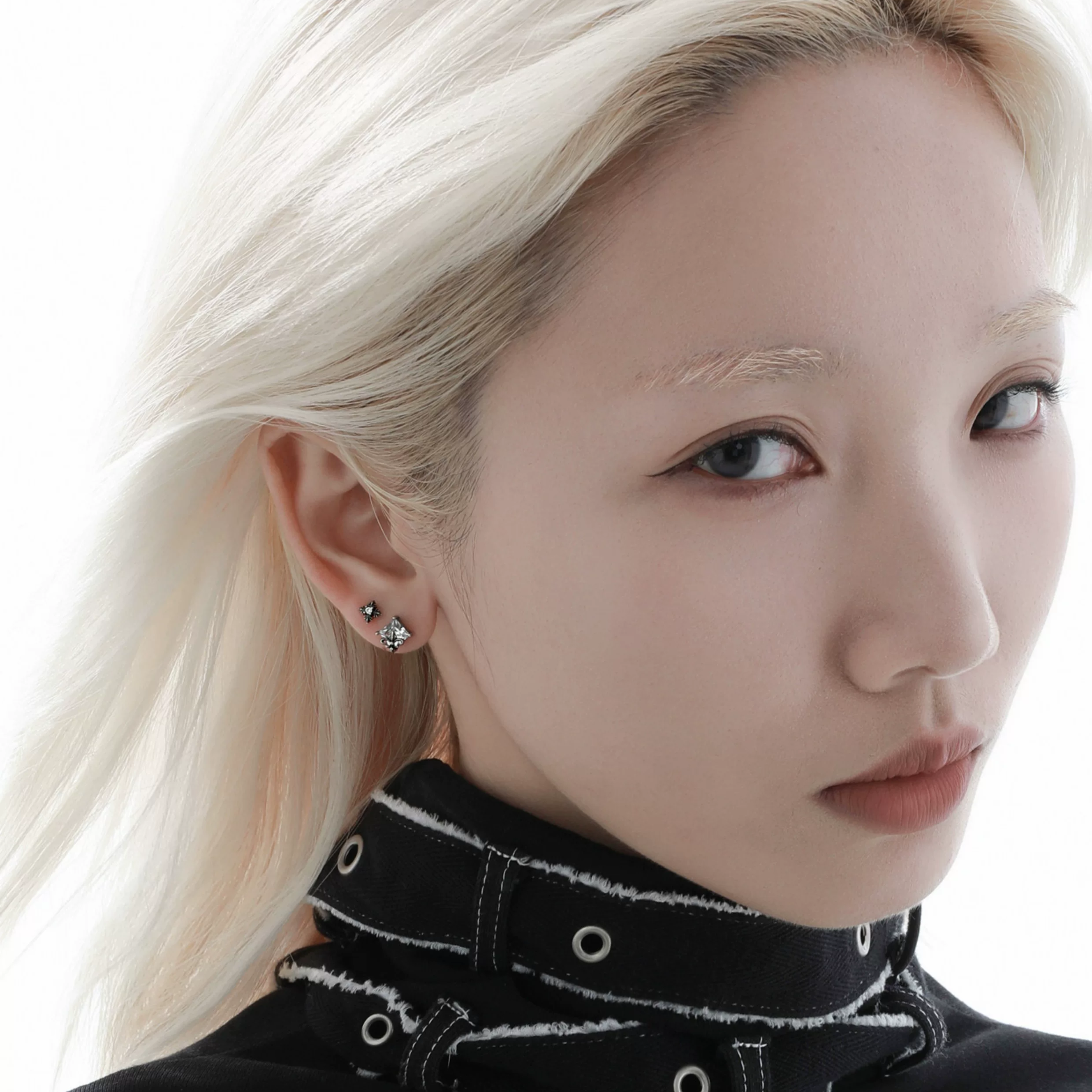 S925 CUBIC ZIRCONIA GOTHIC NOIR PIERCE[SET ITEM]