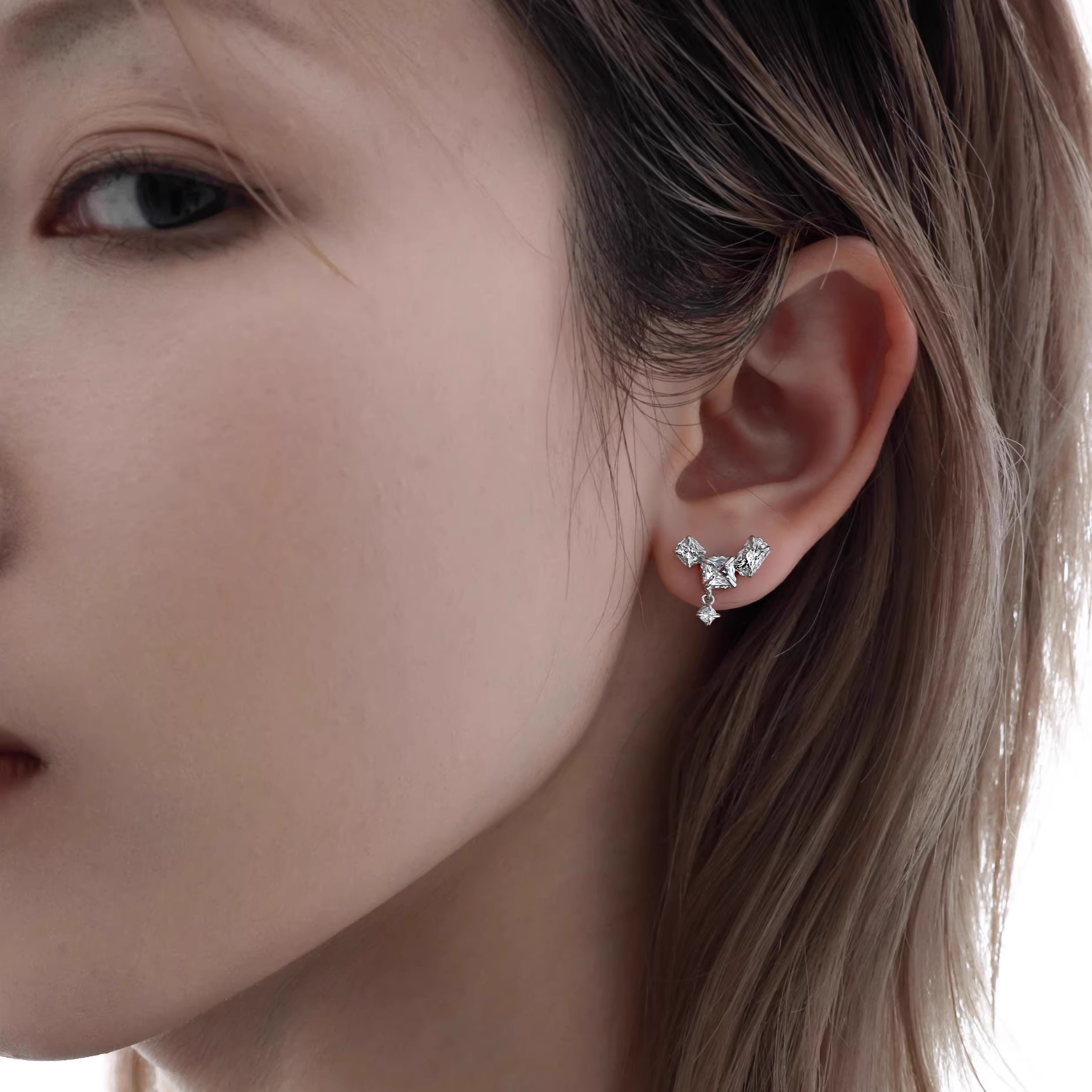S925 CUBIC ZIRCONIA LUMIERA DIAMOND PIERCE[SET ITEM]