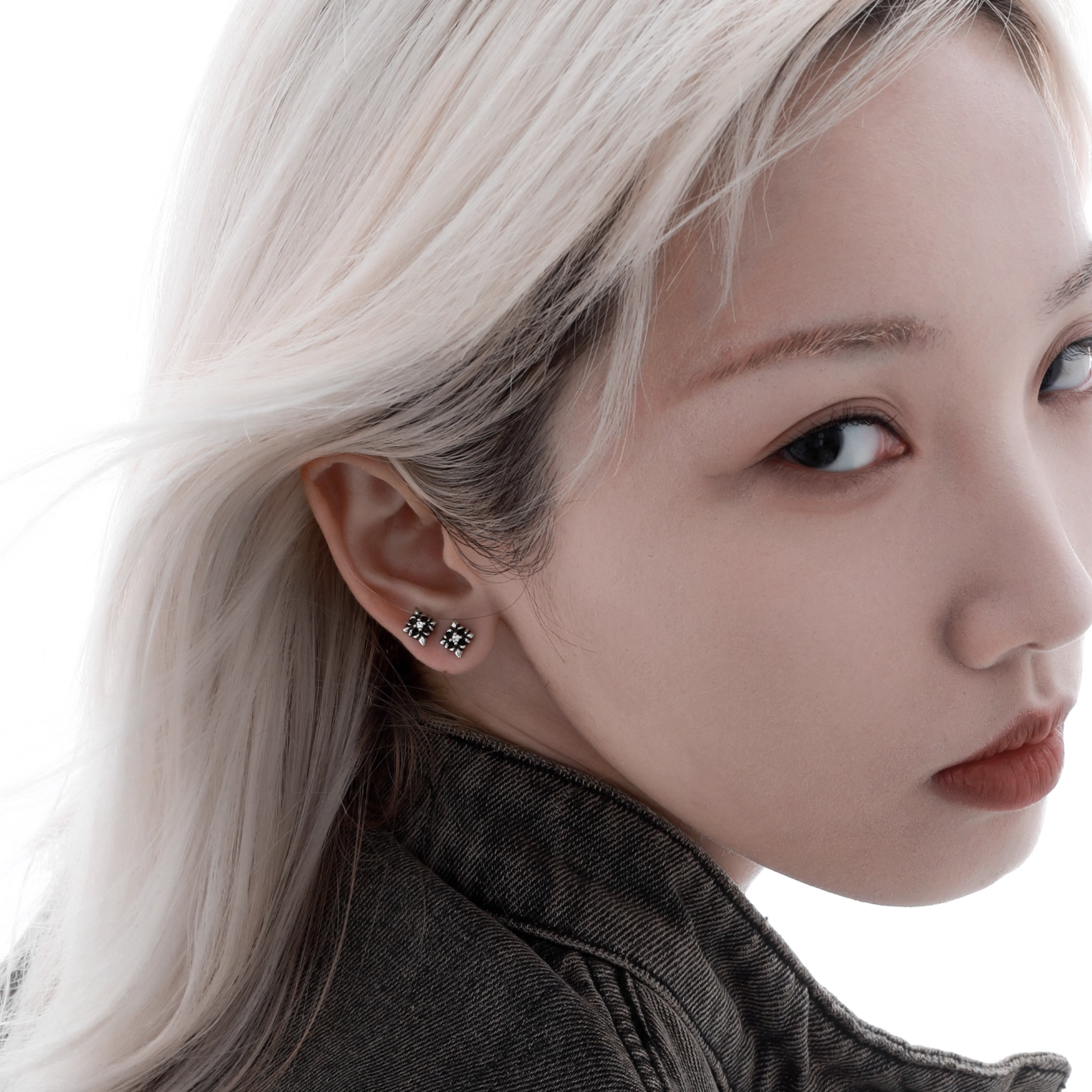 S925 CRUCIFIX MINI PIERCE[SET ITEM]