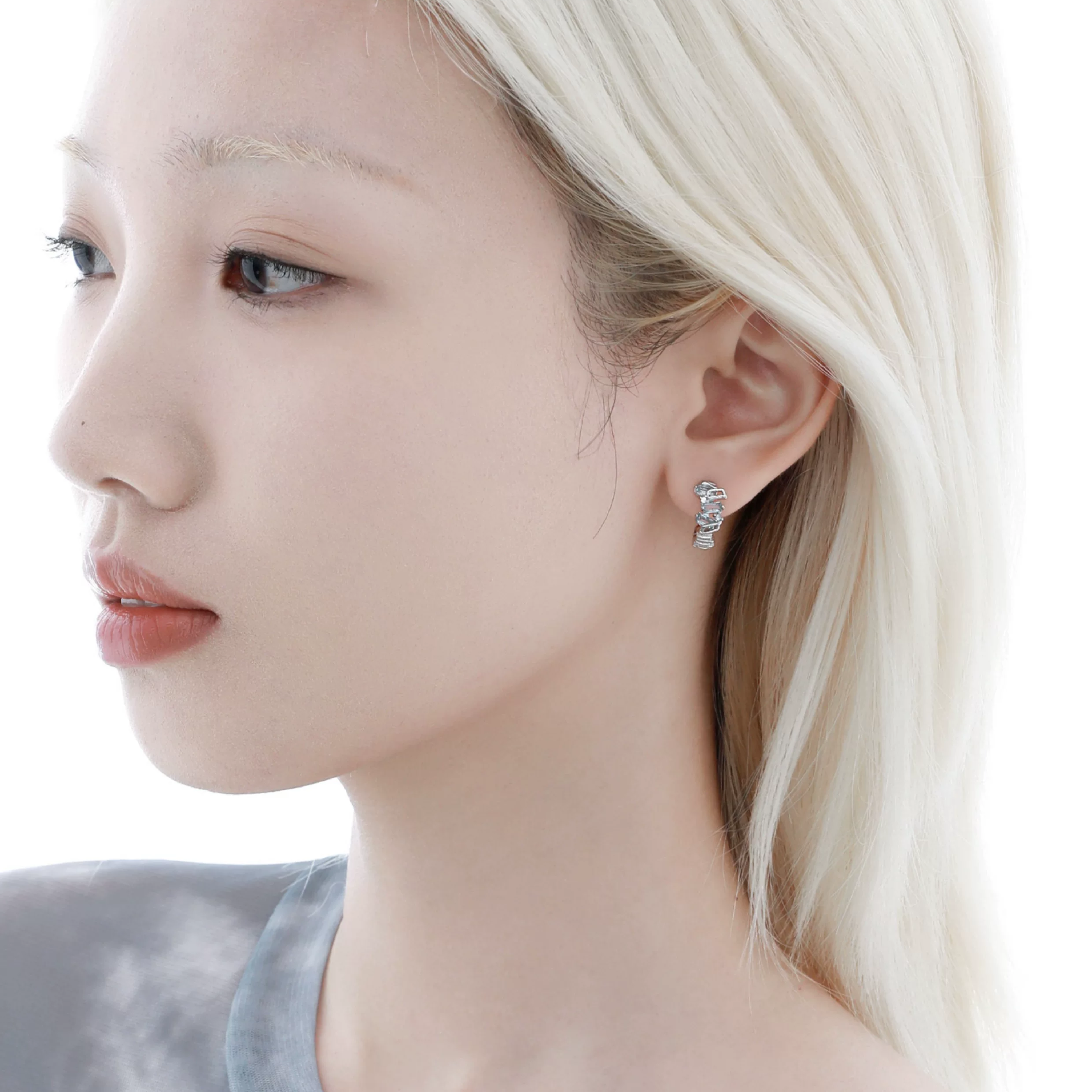 CUBIC ZIRCONIA AQUA LUNE CRYSTAL PIERCE[SET ITEM]