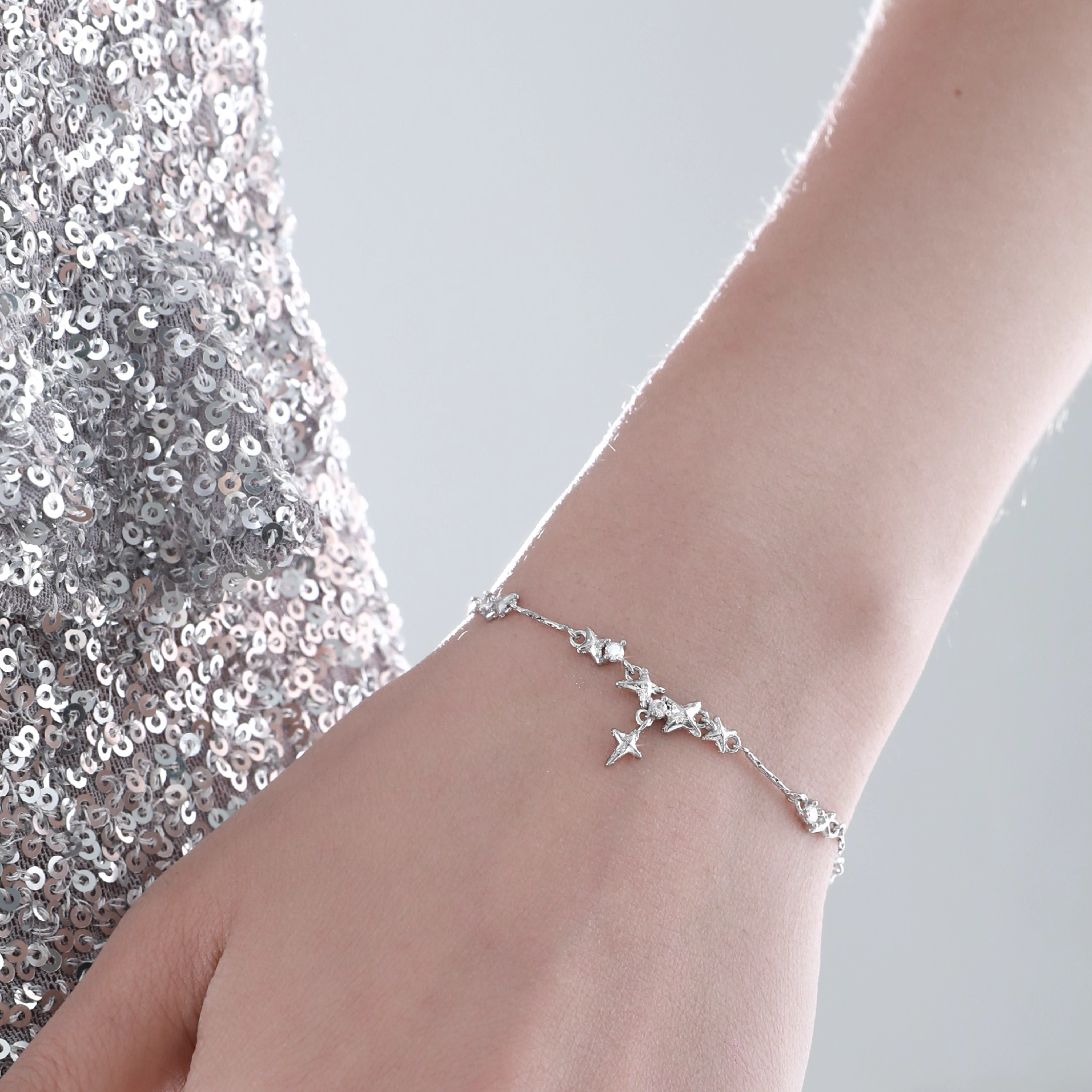 S925 CUBIC ZIRCONIA ÉTOILE BRACELET[SET ITEM]