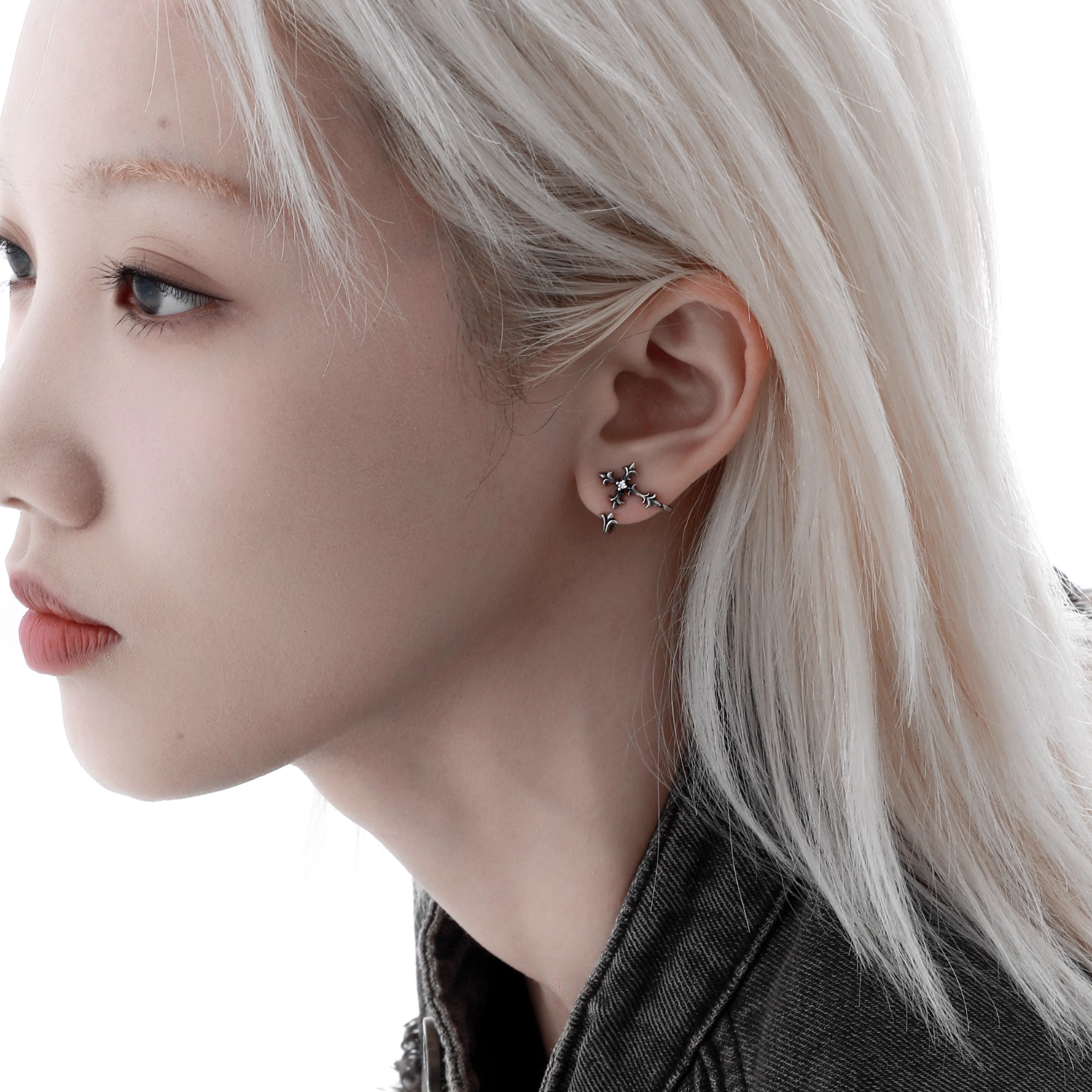 S925 CRUCIFIX PIERCE[SET ITEM]