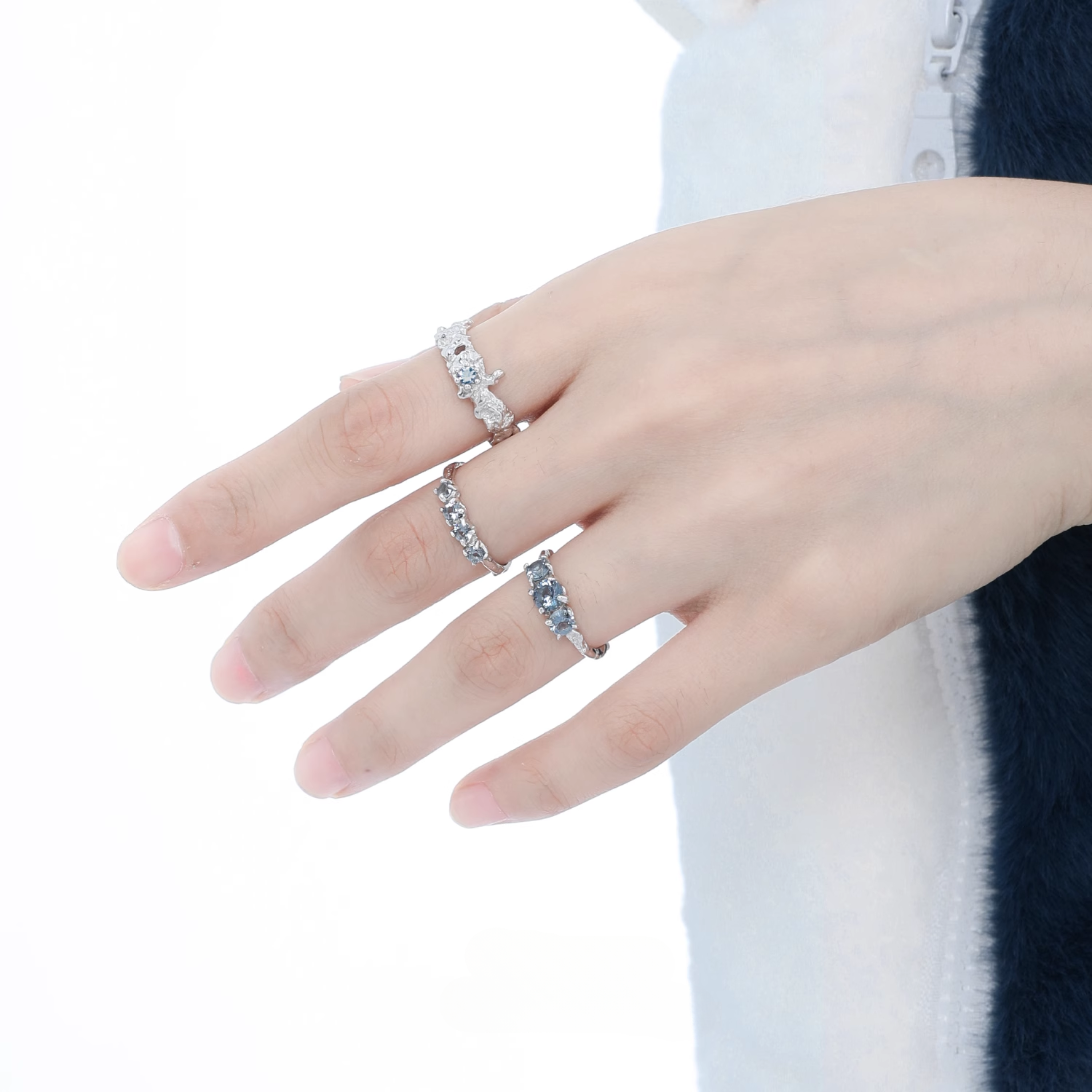 CUBIC ZIRCONIA AQUA BLUE RING[SET ITEM]