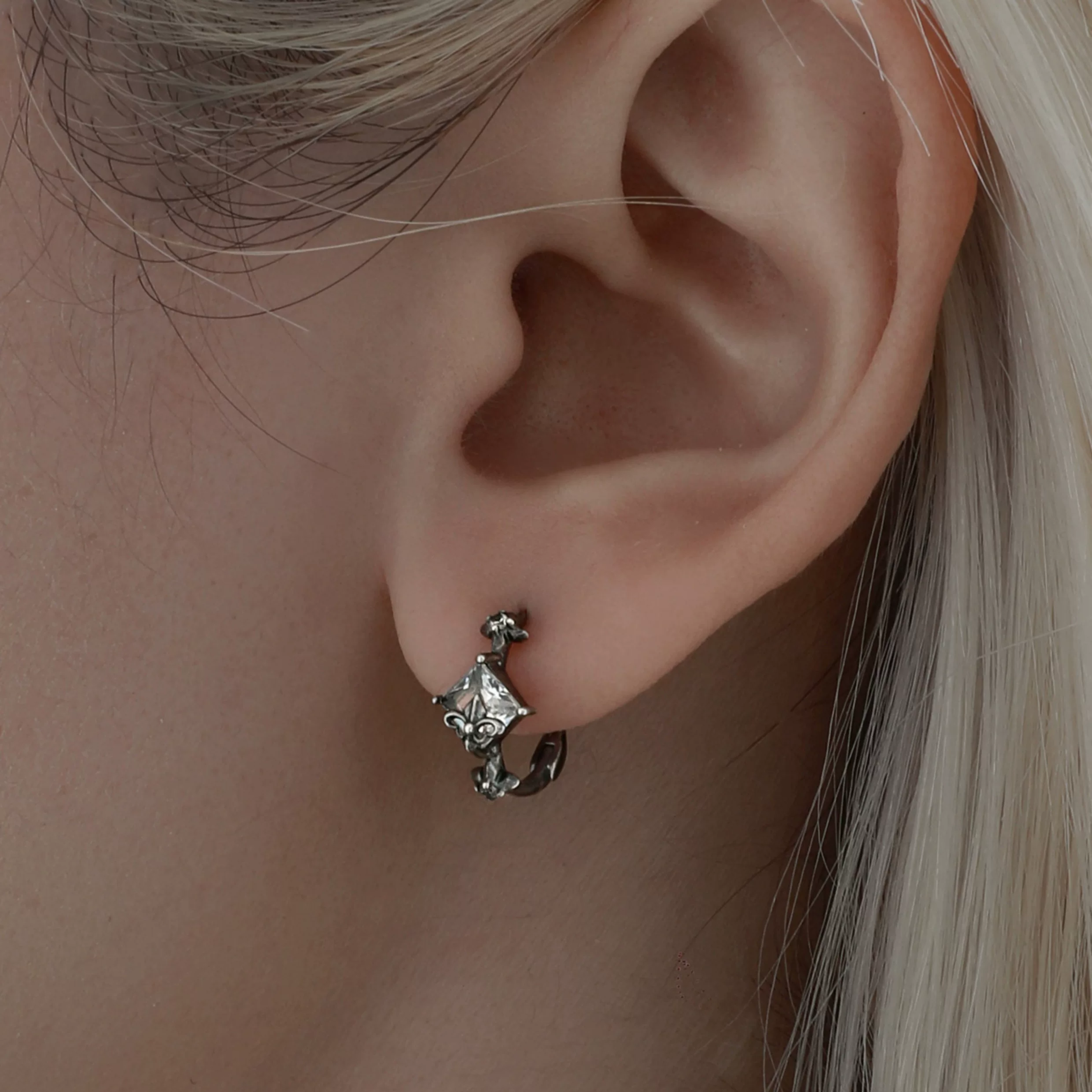 S925 CUBIC ZIRCONIA GOTHIC NOIR VINTAGE PIERCE[SET ITEM]