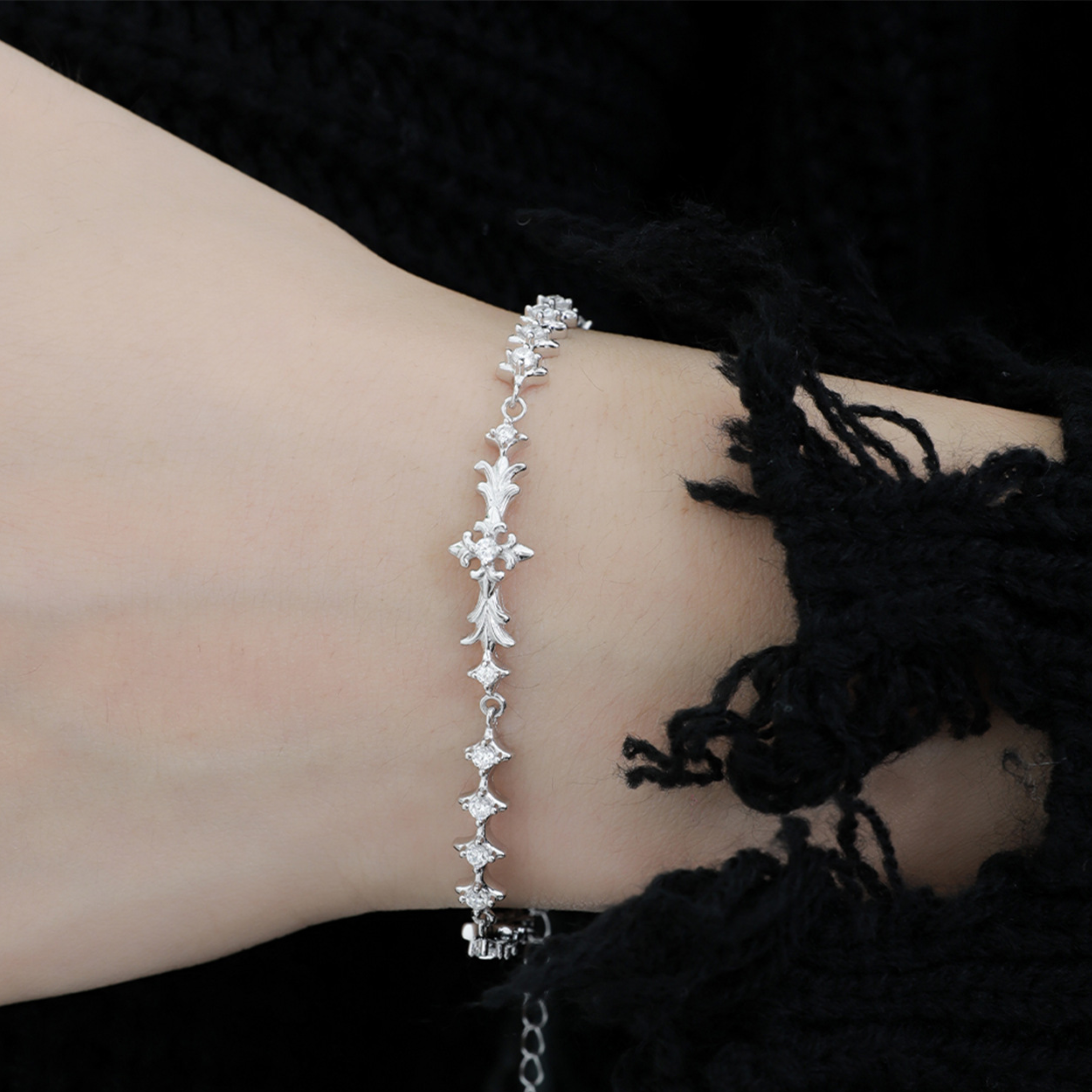 S925 CUBIC ZIRCONIA DIAMOND BRACELET[SET ITEM]