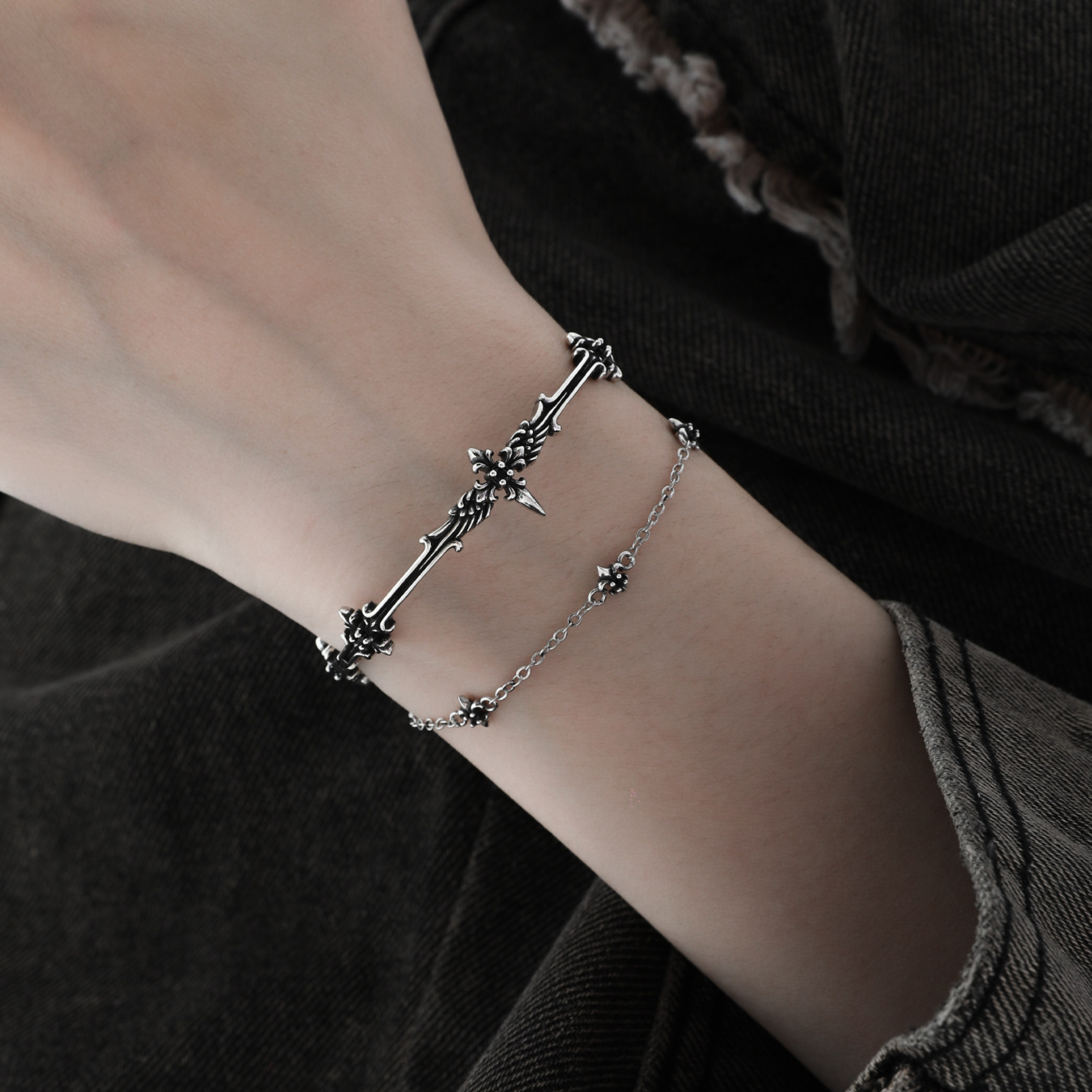 CRUCIFIX CROSS LAYERED BRACELET