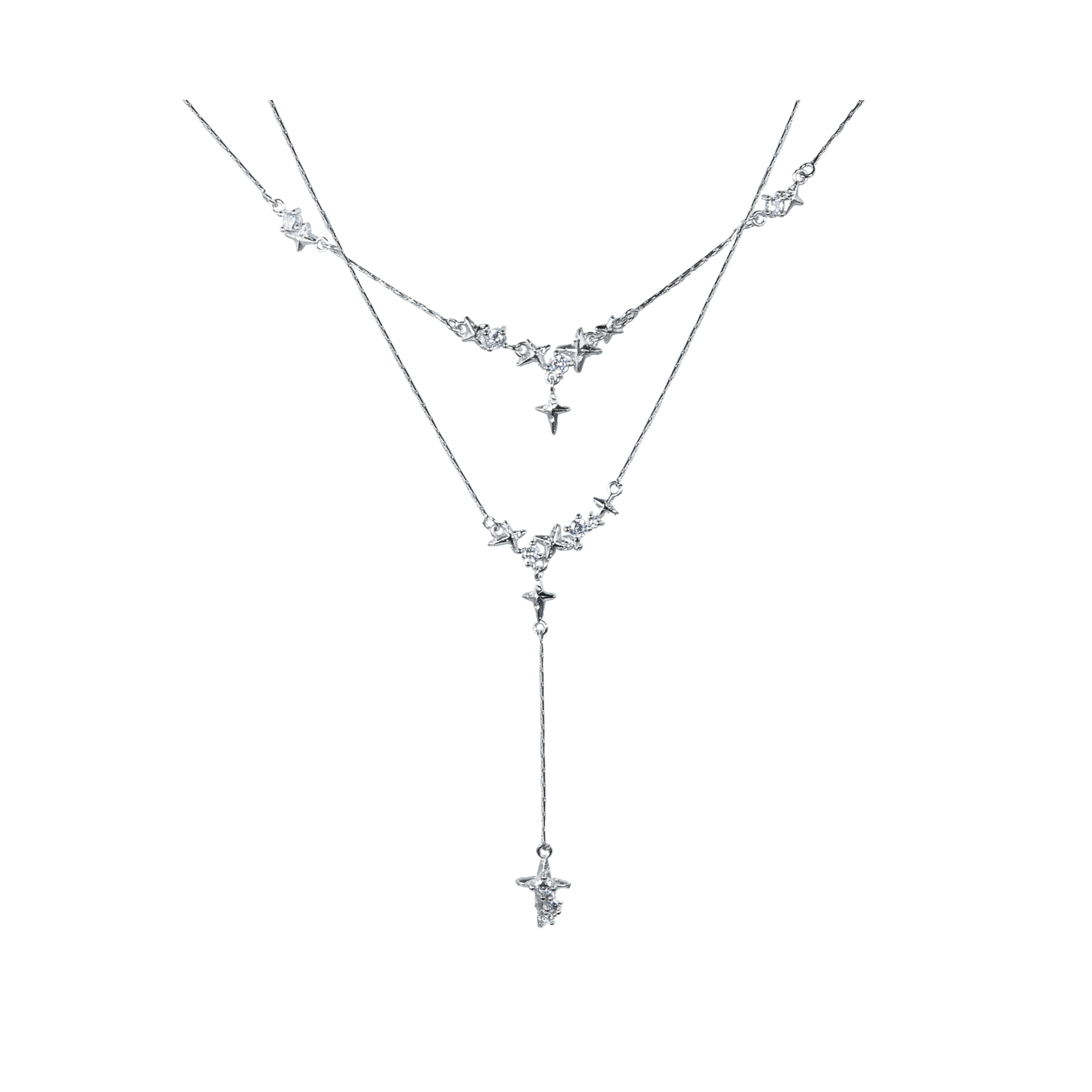 S925 CUBIC ZIRCONIA ÉTOILE NECKLACE[SET ITEM]