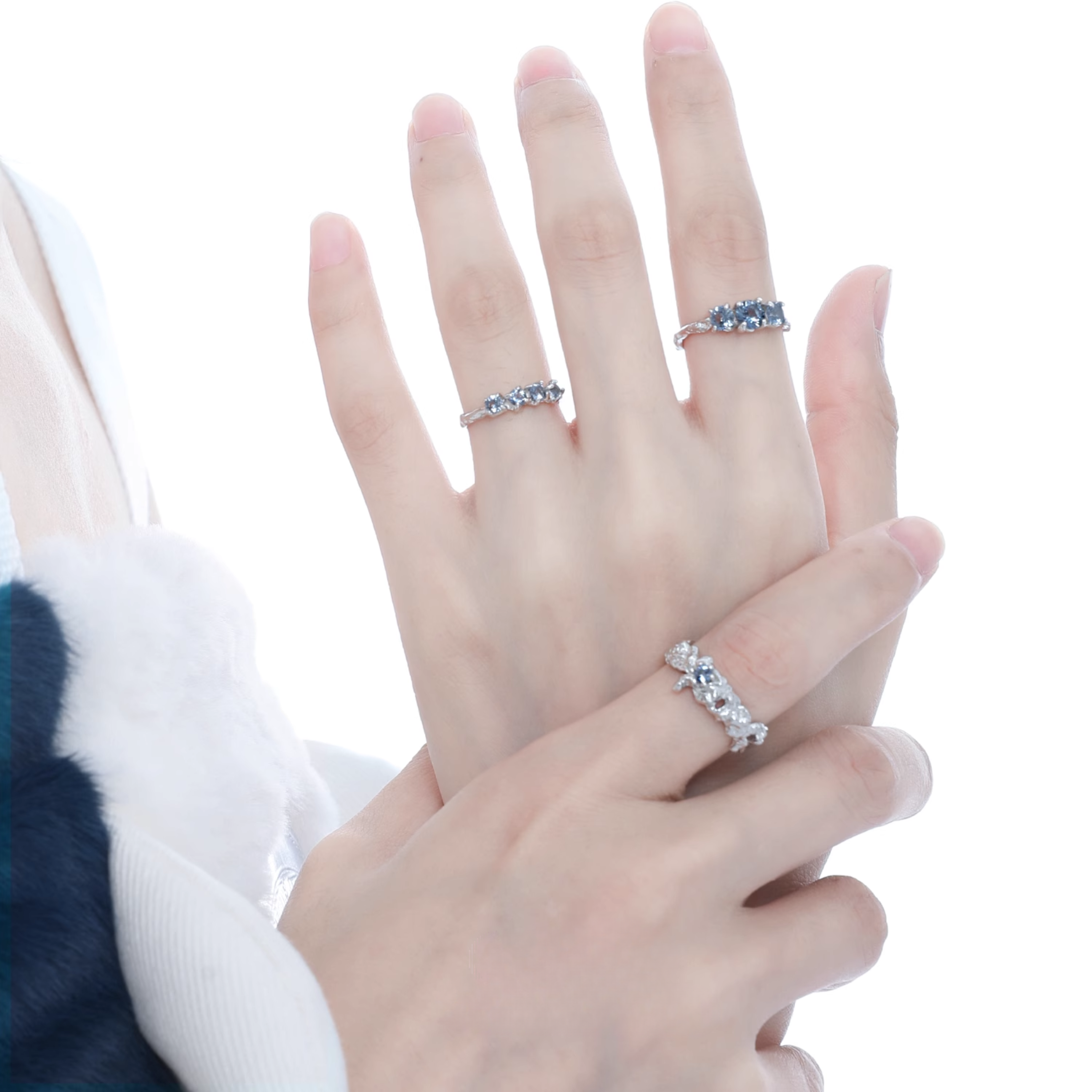 CUBIC ZIRCONIA AQUA BLUE RING[SET ITEM]