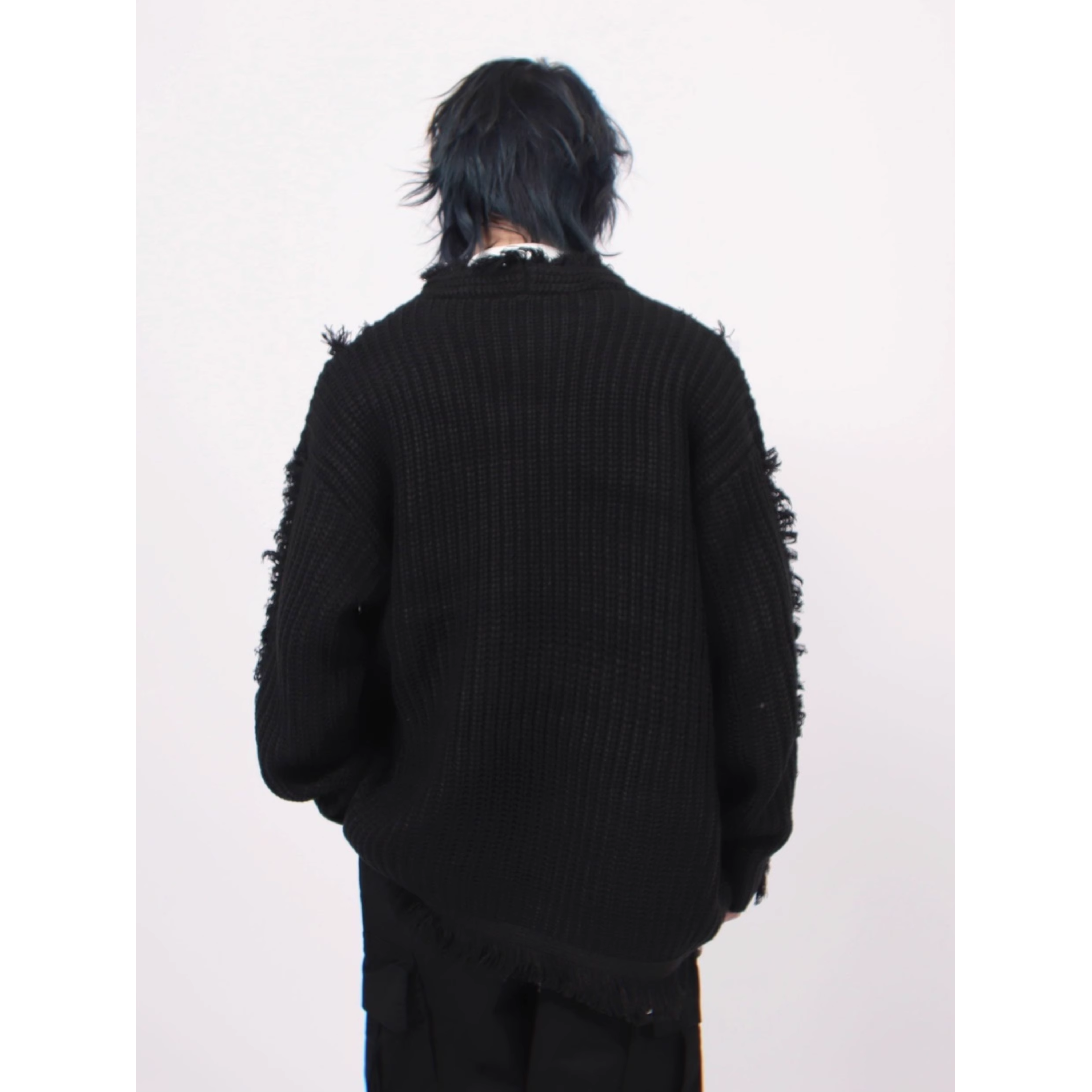 Distressed Knit Safety Cardigan