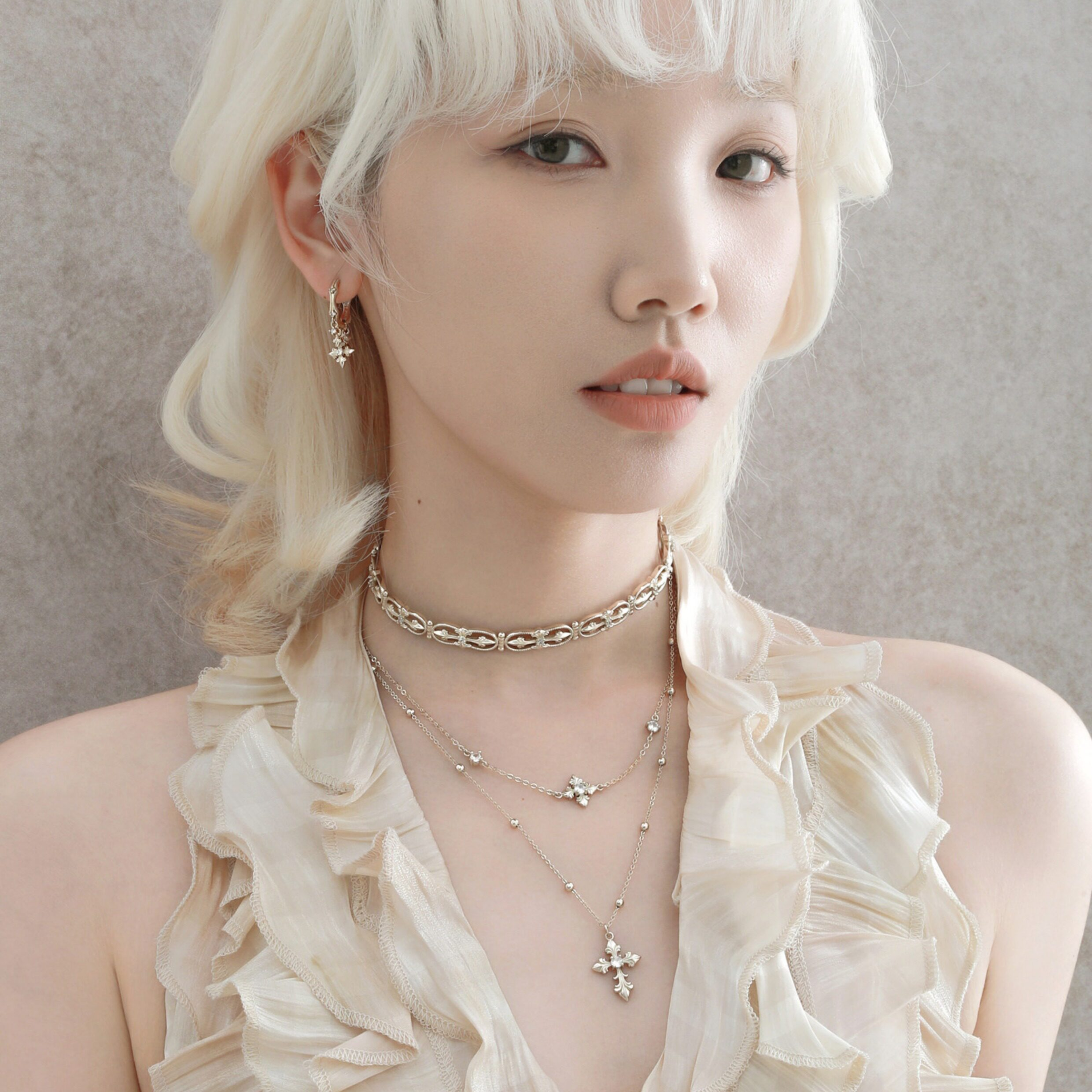 S925 ROYAL SIGNET LAYERED NECKLACE[SET ITEM]