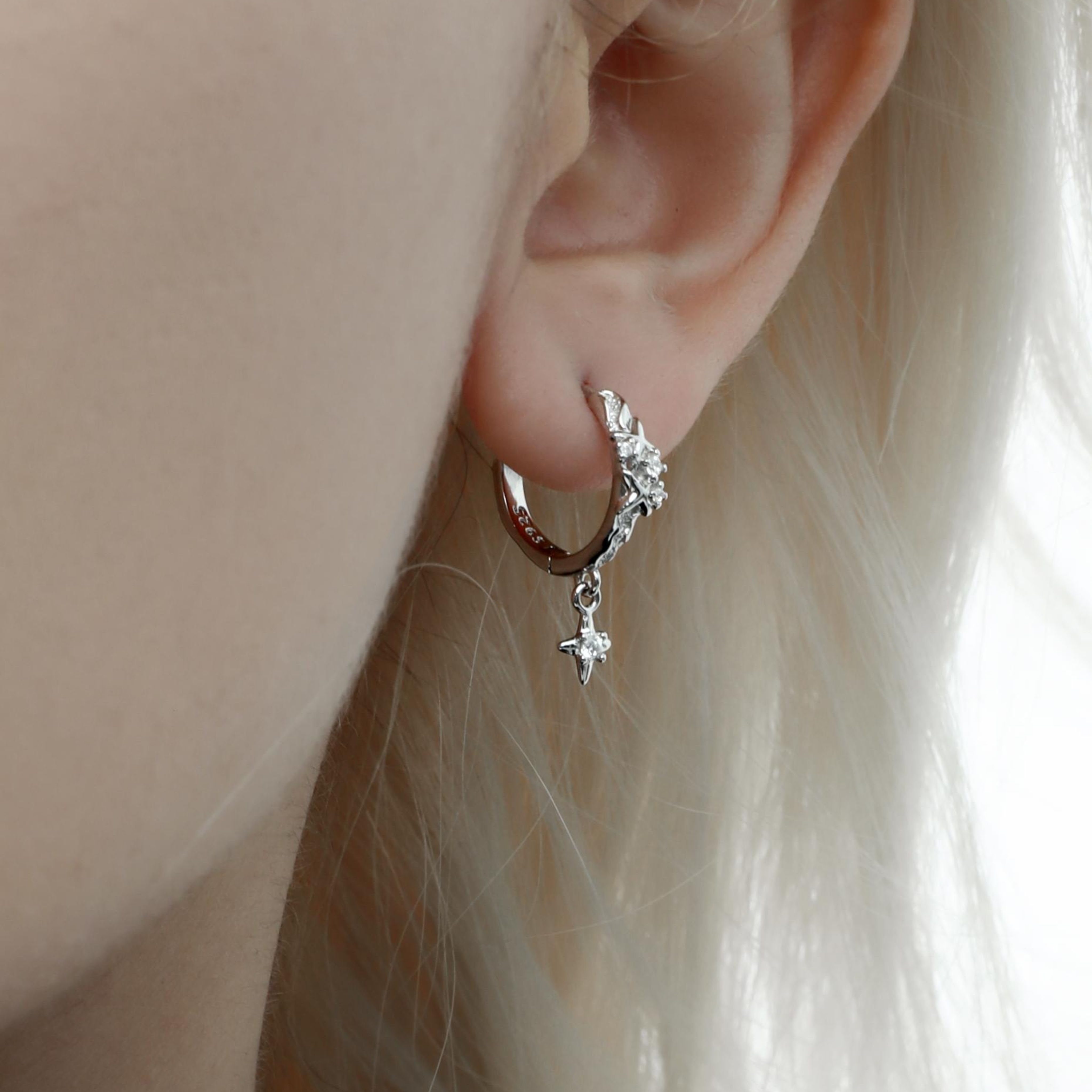 S925 STAR HOOP PIERCE