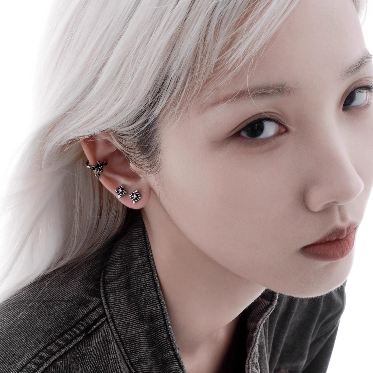 S925 CRUCIFIX EAR CUFF[SET ITEM]
