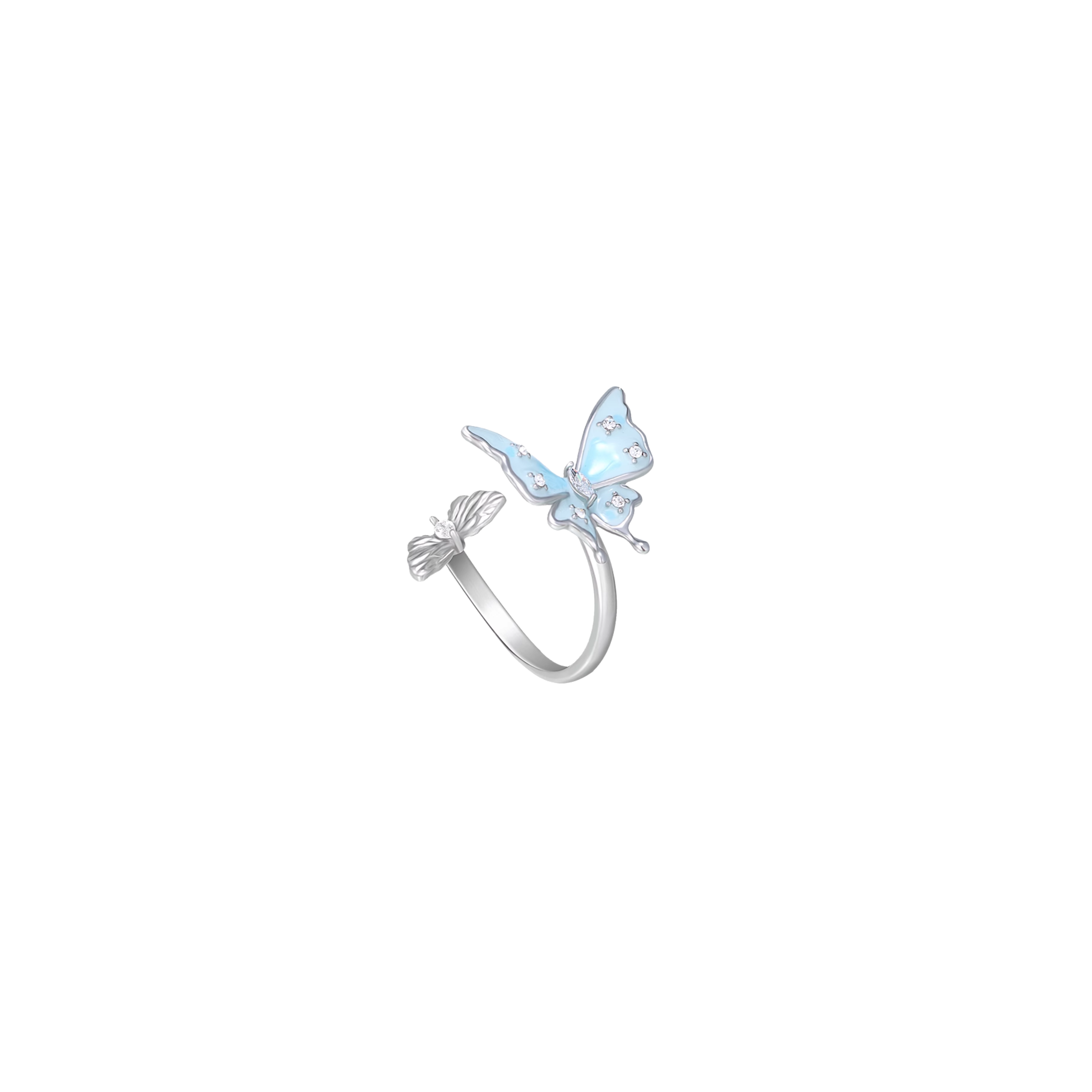 S925 CUBIC ZIRCONIA BLUE BUTTERFLY RING[SET ITEM]