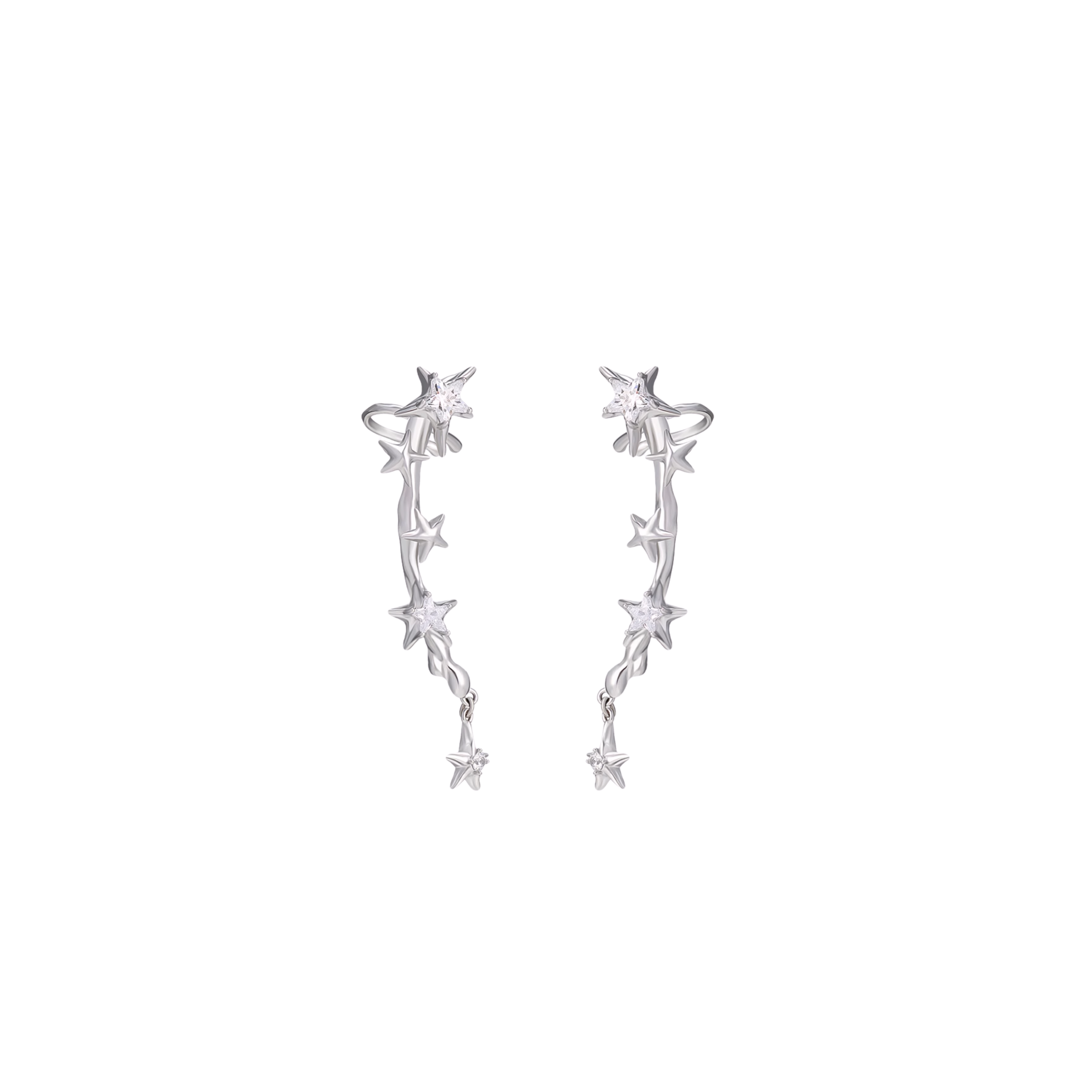 CUBIC ZIRCONIA SHINING STAR EAR CUFF[SET ITEM]