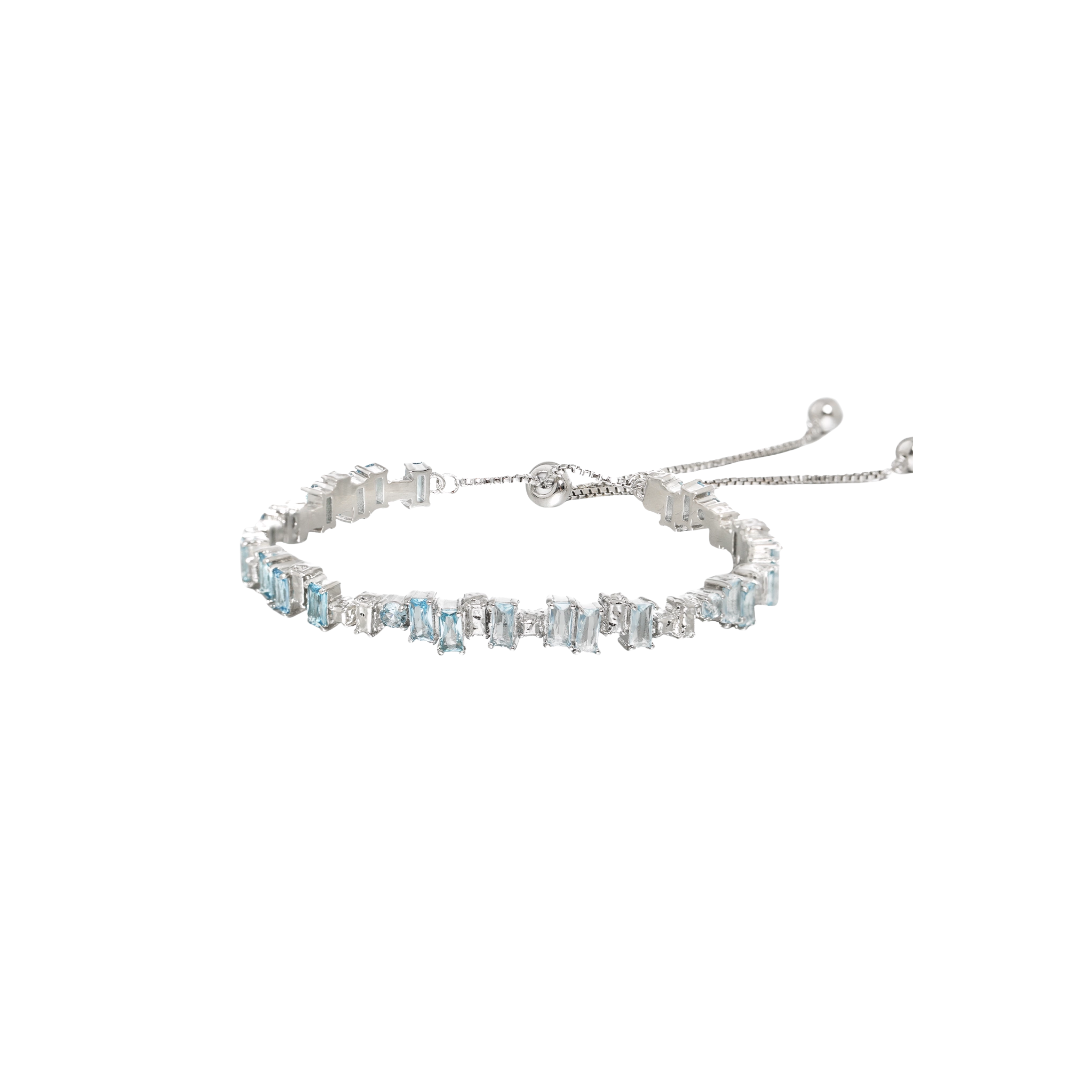 CUBIC ZIRCONIA AQUA LUNE DIAMOND BRACELET[SET ITEM]